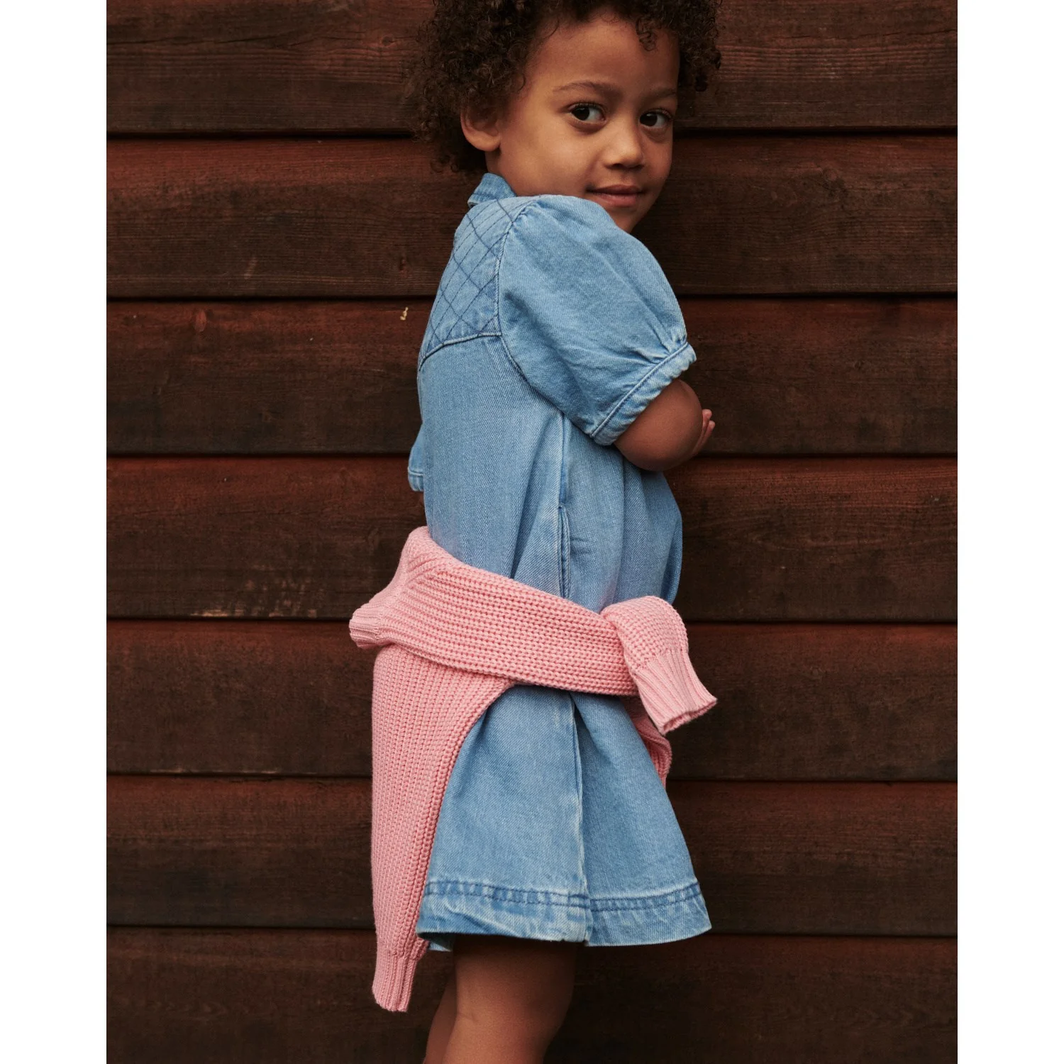 COPENHAGEN COLORS Lt. Washed Blue Quilt Organic Quilted Denim Dress - Image 6