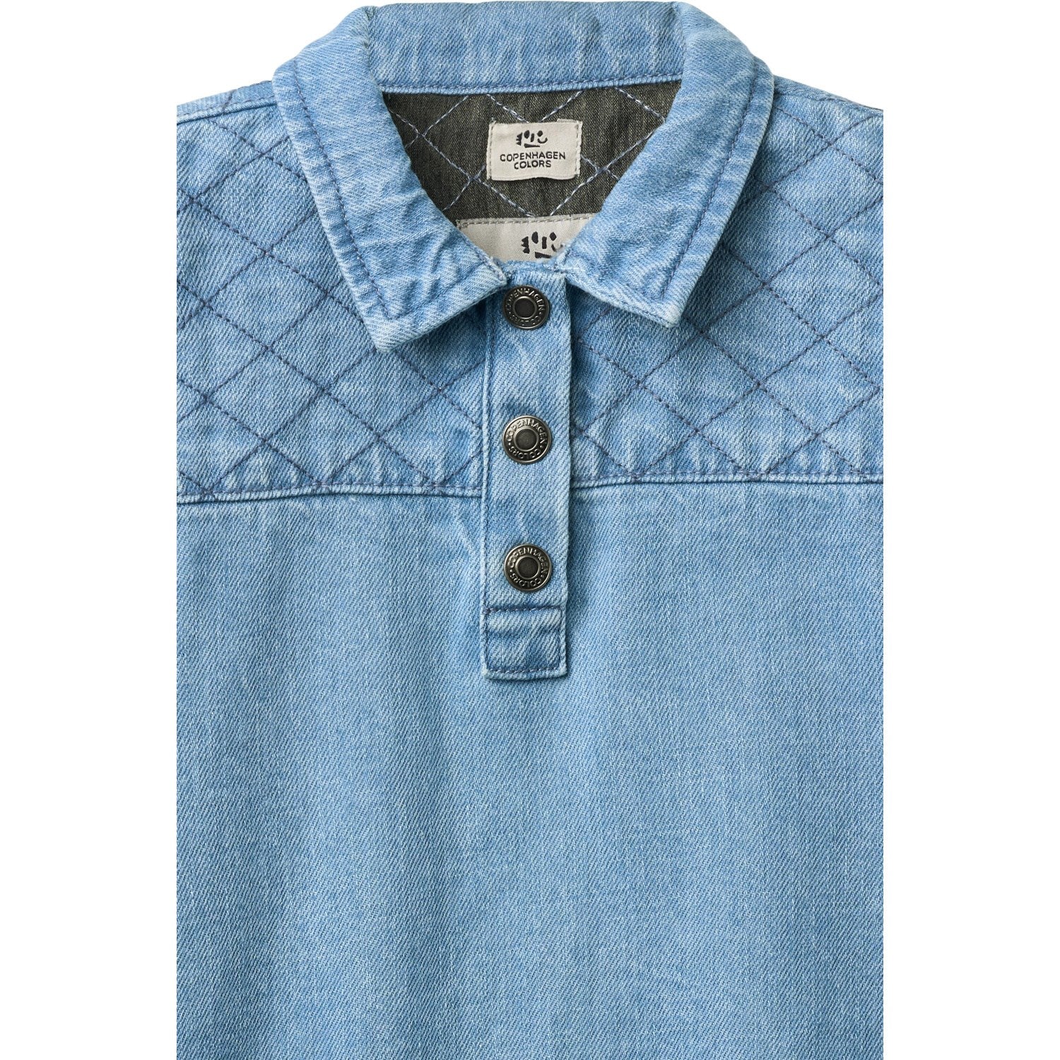 COPENHAGEN COLORS Lt. Washed Blue Quilt Organic Quilted Denim Dress - Image 8
