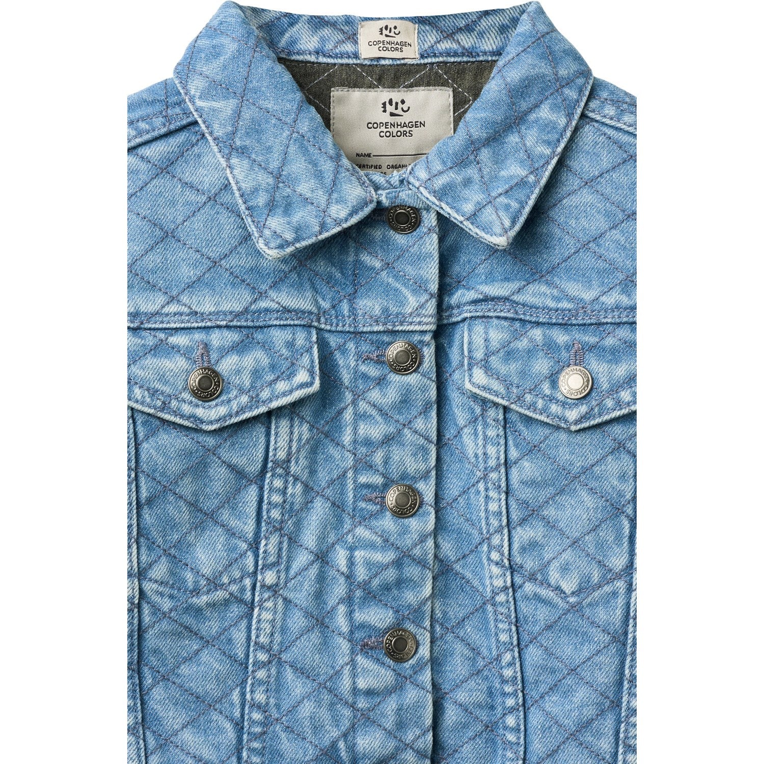 COPENHAGEN COLORS Lt. Washed Blue Quilt Organic Quilted Denim Jacket - Image 7