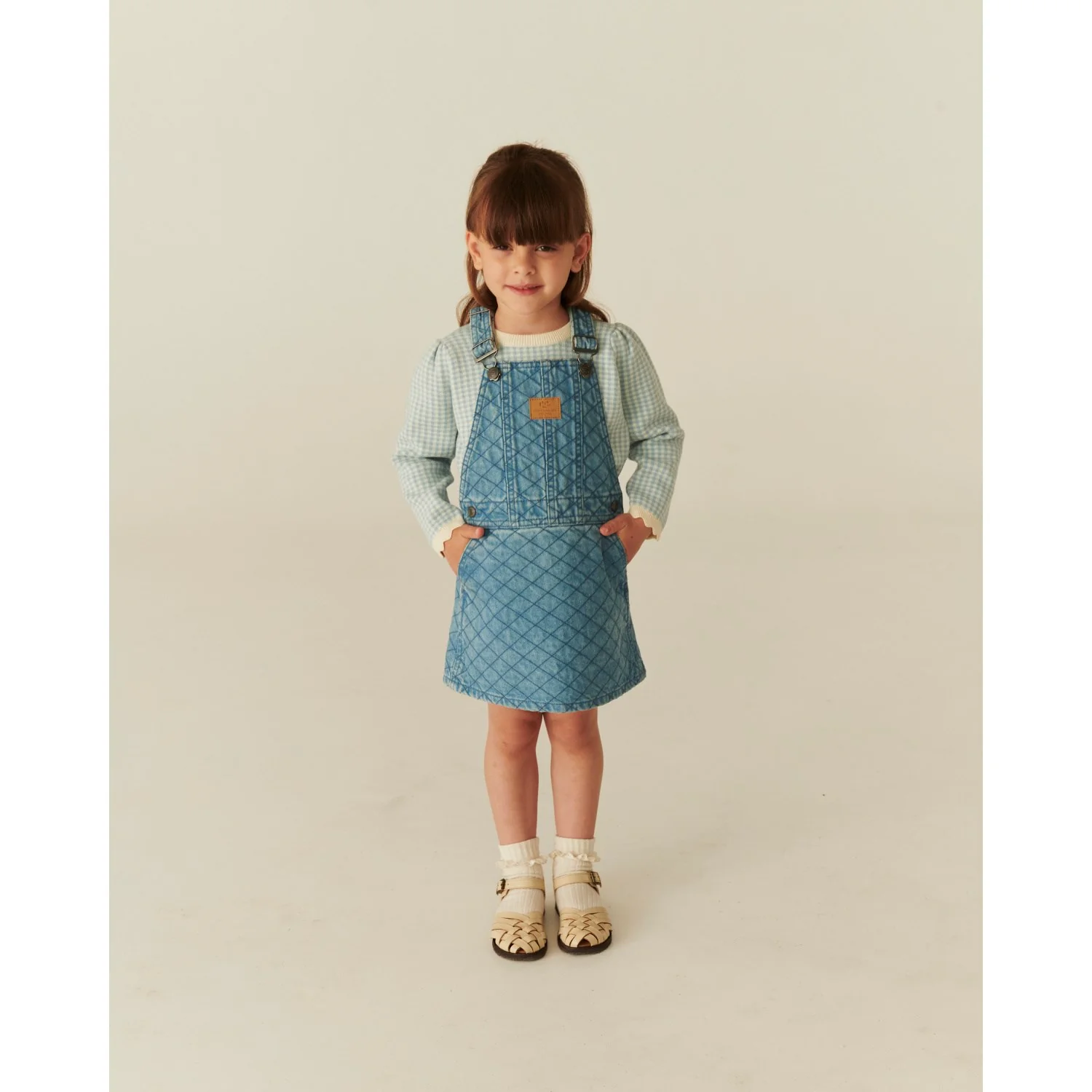 COPENHAGEN COLORS Lt. Washed Blue Quilt Organic Quilted Denim Spencer Dress - Image 2