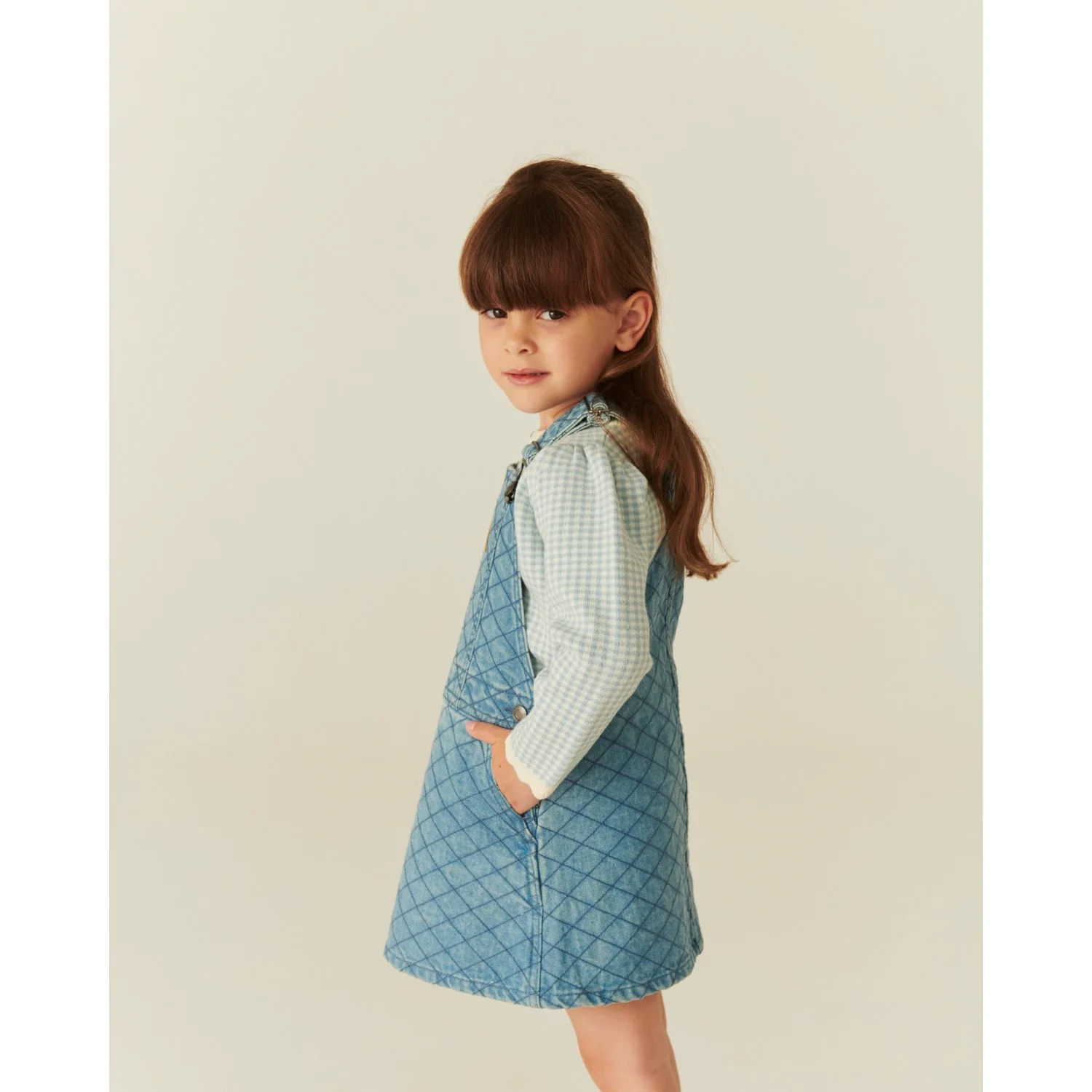 COPENHAGEN COLORS Lt. Washed Blue Quilt Organic Quilted Denim Spencer Dress - Image 6