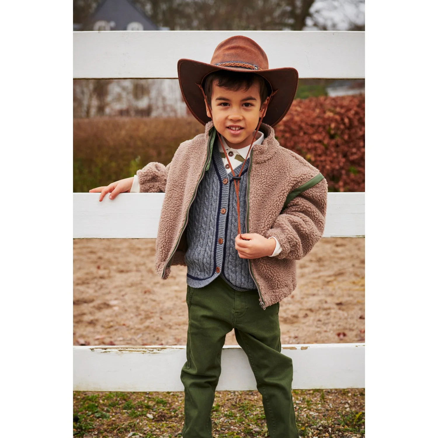 COPENHAGEN COLORS Natural/Green Comb. Teddy Jacket W. Removable Sleeves - Image 2