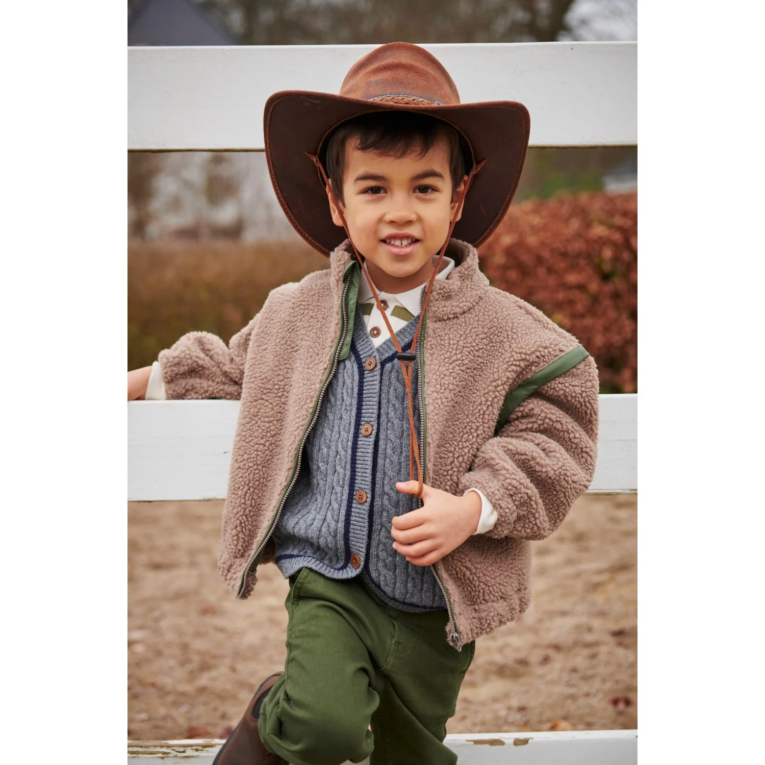 COPENHAGEN COLORS Natural/Green Comb. Teddy Jacket W. Removable Sleeves - Image 3