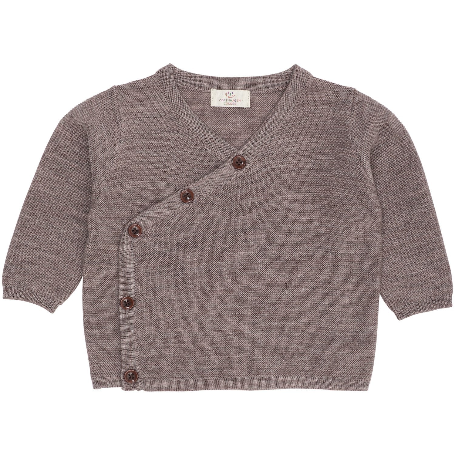 COPENHAGEN COLORS Natural Mel Merino Baby Cross-Over Cardigan In Garter Stitch