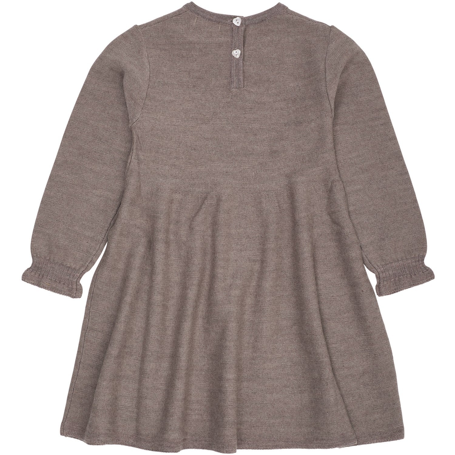 COPENHAGEN COLORS Natural Mel. W. Dusty Blue Heart Merino Ls Cable Dress W. Hearts - Image 2