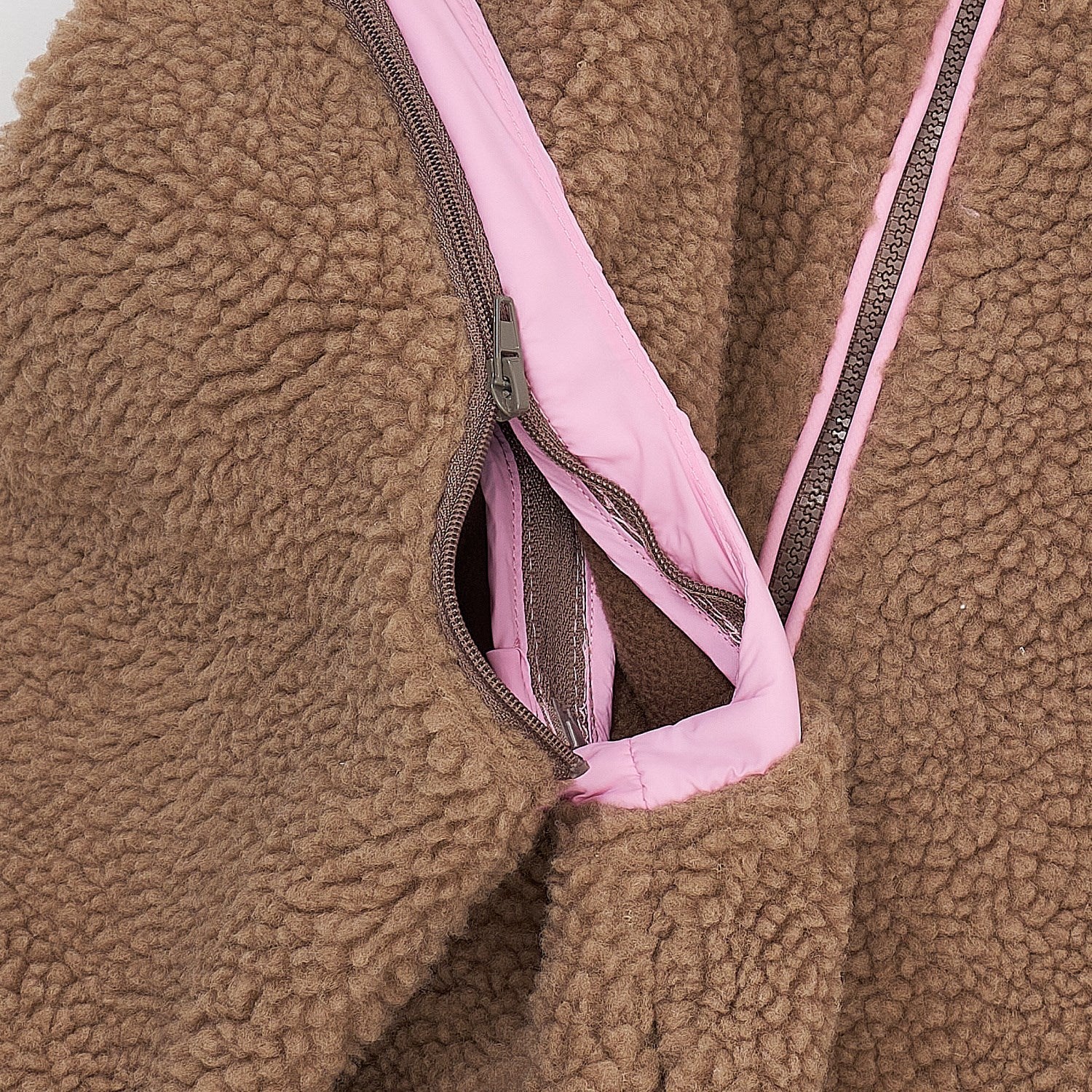 COPENHAGEN COLORS Natural/Pink Comb. Teddy Jacket W. Removable Sleeves - Image 8