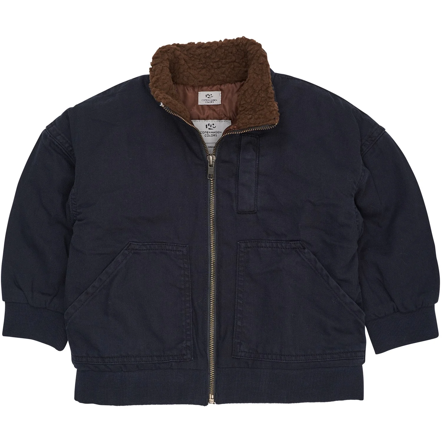 COPENHAGEN COLORS Navy Twill Bumper Jacket W. Sherpa Collar - Image 3