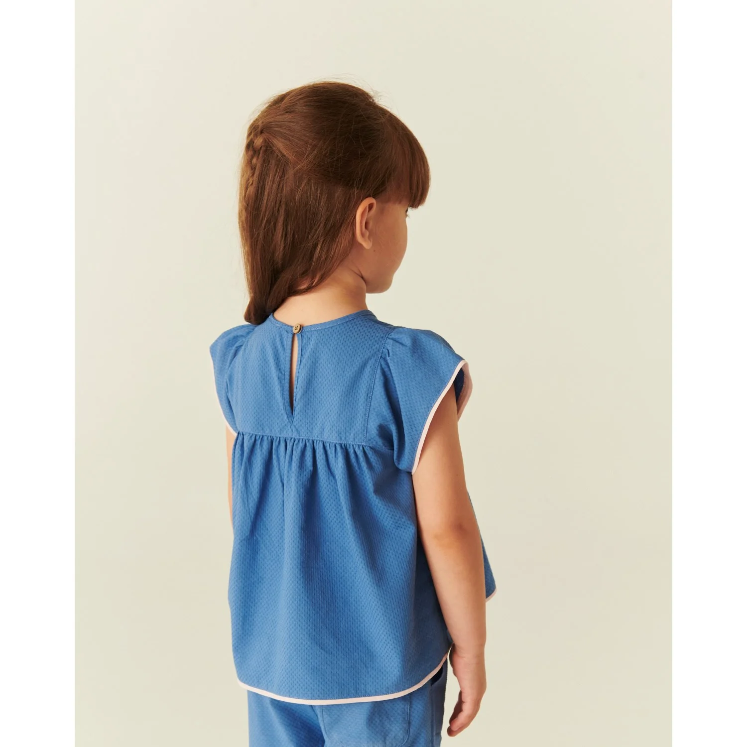 COPENHAGEN COLORS Ocean Blue Comb. Blouse W. Contrast Piping - Image 7