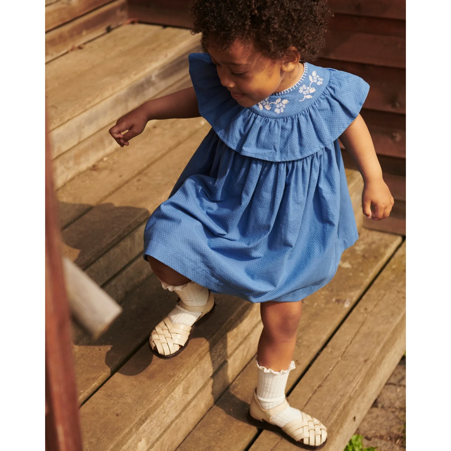 COPENHAGEN COLORS Ocean Blue Comb. Frill Dress W. Deco Edge - Image 2