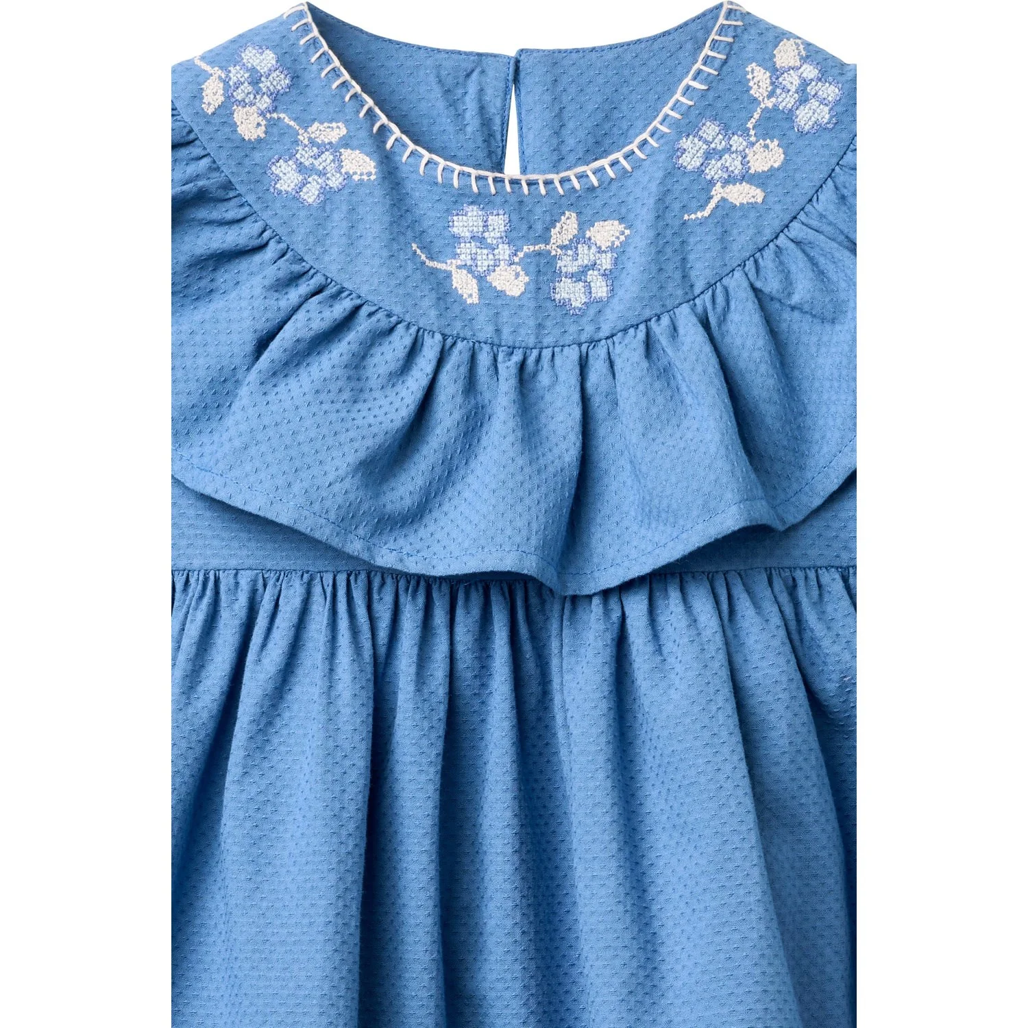 COPENHAGEN COLORS Ocean Blue Comb. Frill Dress W. Deco Edge - Image 6