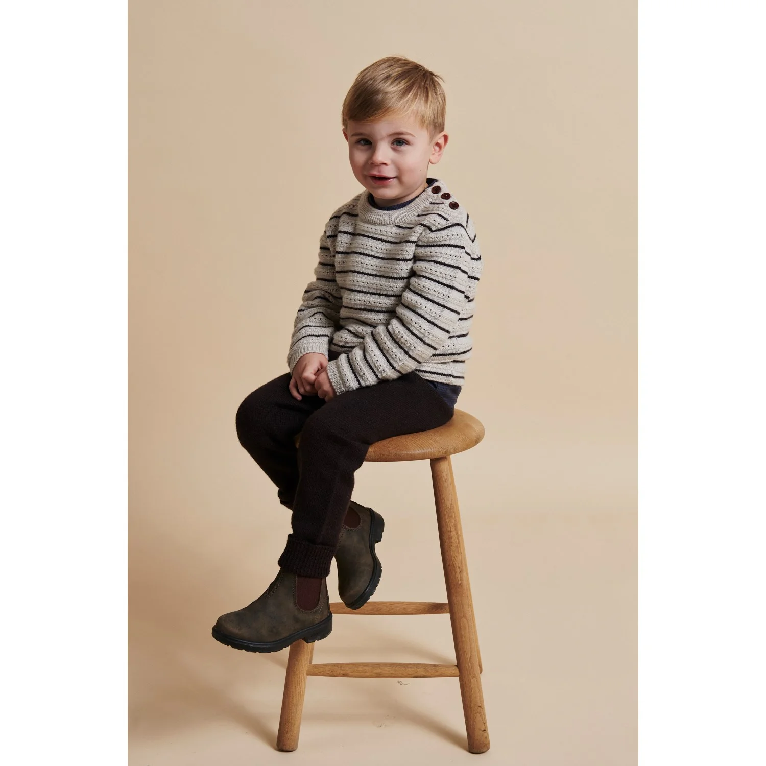 COPENHAGEN COLORS Pale Cream Mel./Dk Brown Comb Merino Pattern Sweater - Image 3