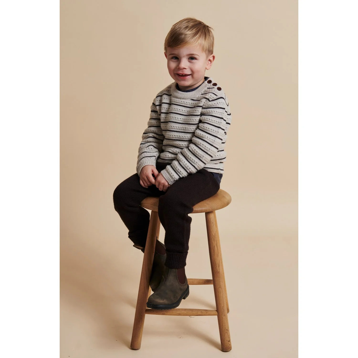 COPENHAGEN COLORS Pale Cream Mel./Dk Brown Comb Merino Pattern Sweater - Image 4