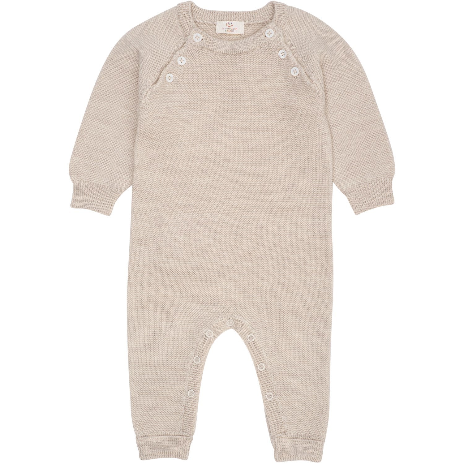 COPENHAGEN COLORS Pale Cream Mel Merino Baby Full Body In Garter Stitch