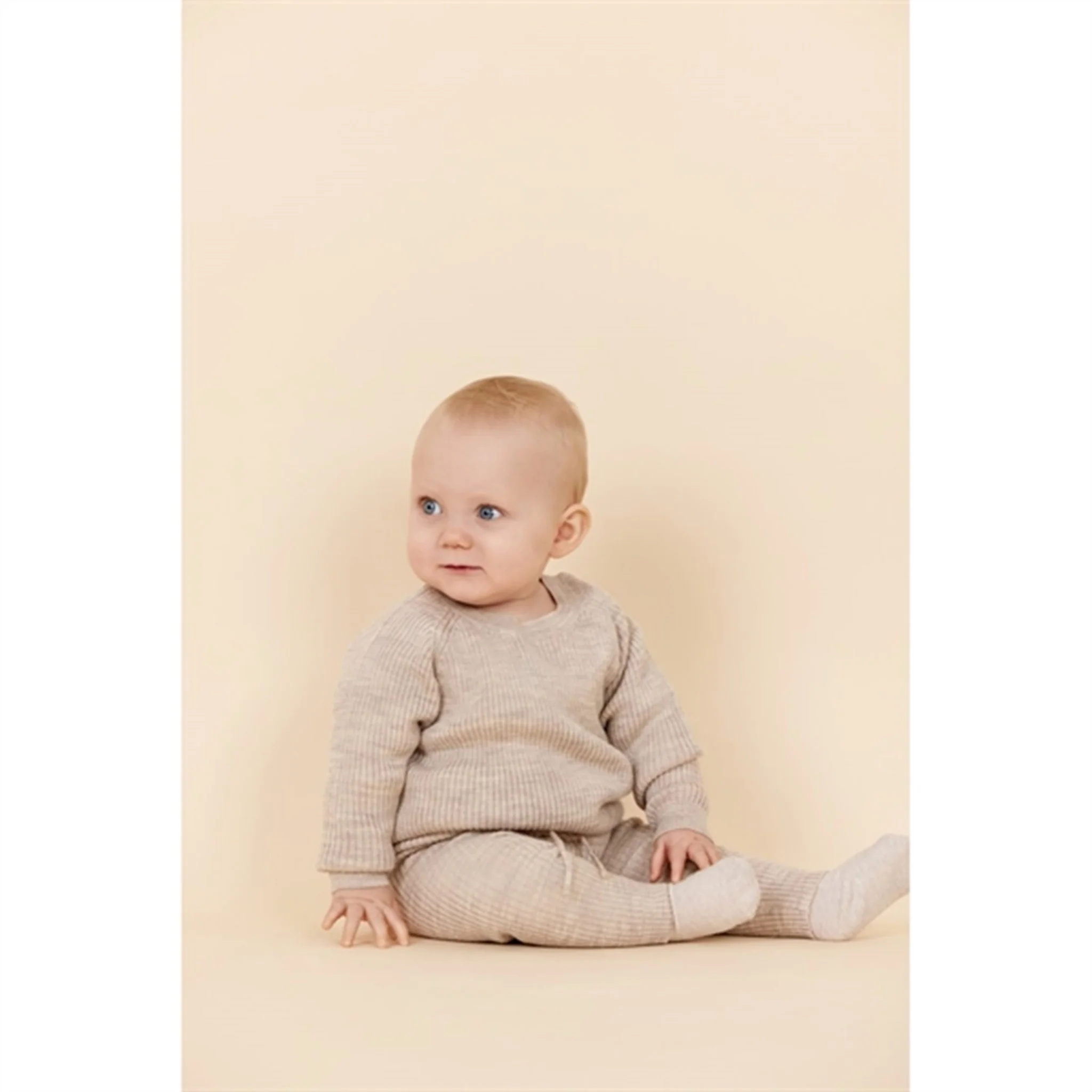 Copenhagen Colors Pale Cream Melange Merino Classic Rib Blouse - Image 4