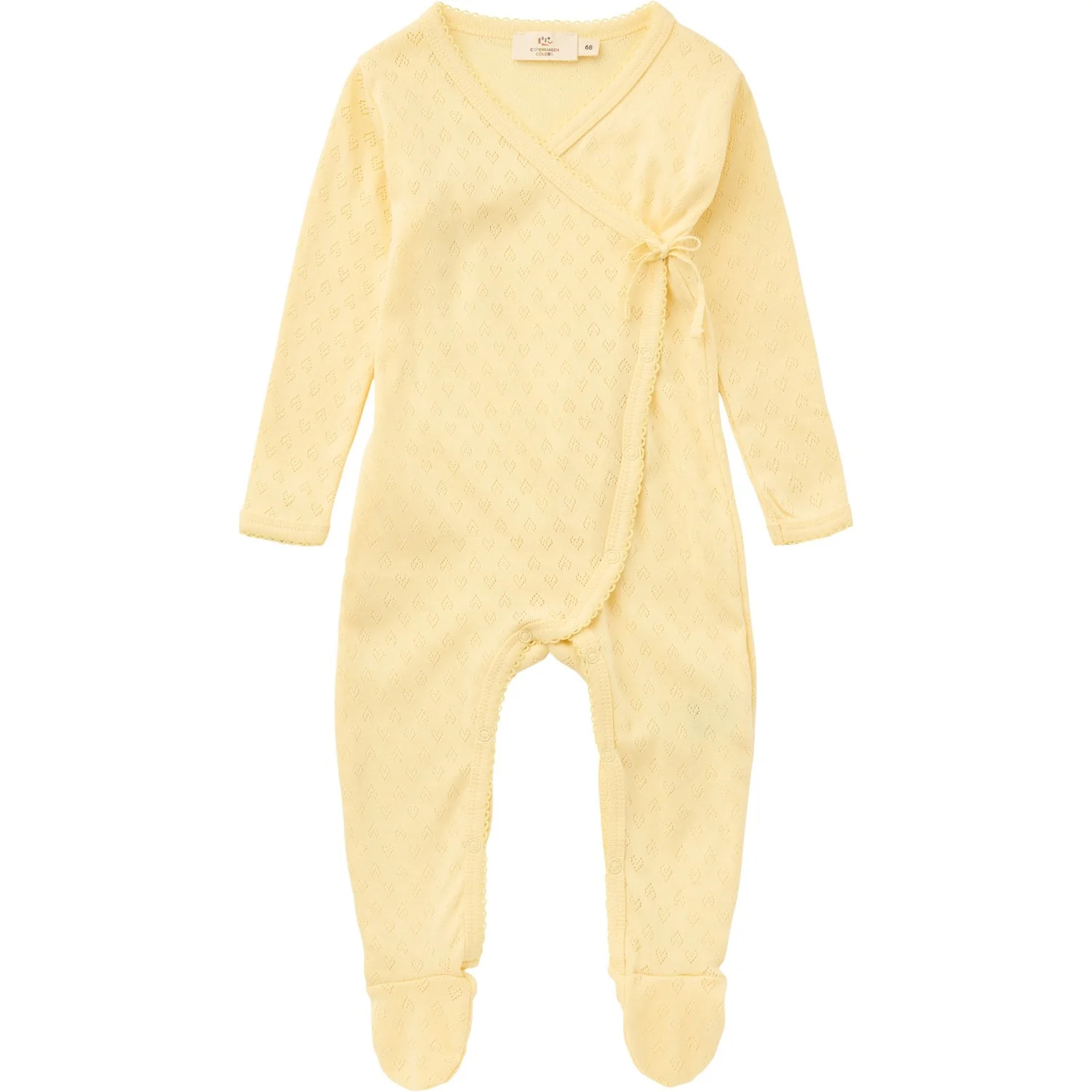 COPENHAGEN COLORS Pale Yellow Pointelle Cross-Over Full Body - Image 5
