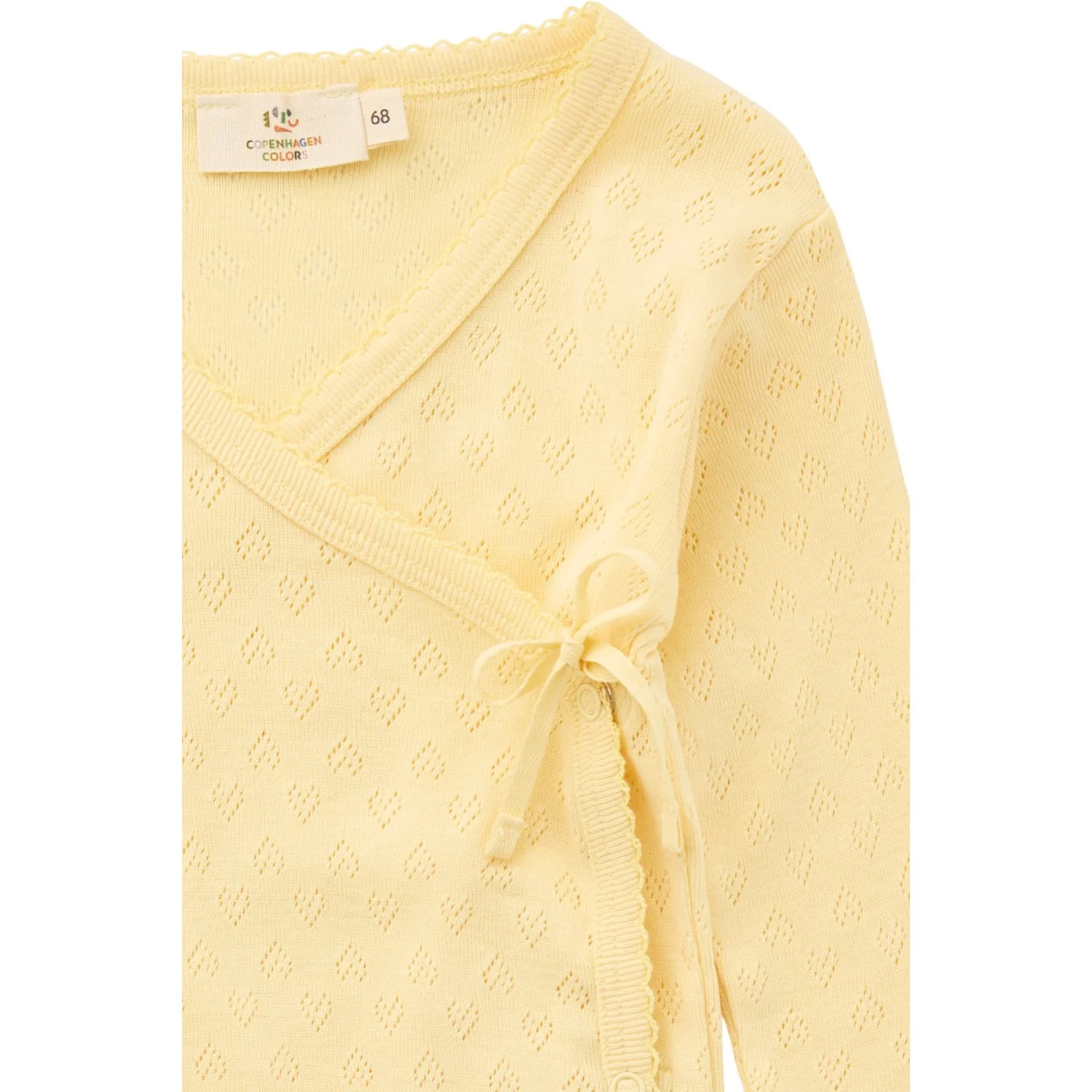 COPENHAGEN COLORS Pale Yellow Pointelle Heart Crossover Body Ls - Image 2