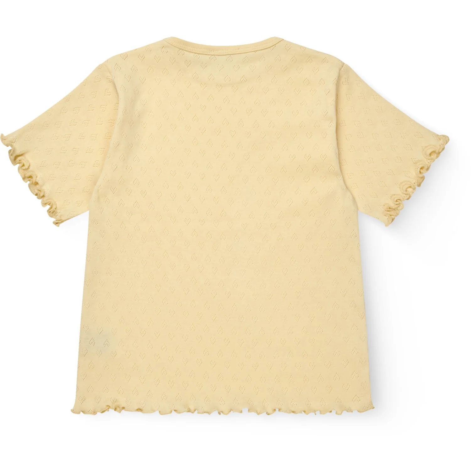 COPENHAGEN COLORS Pale Yellow Pointelle Heart T-Shirt - Image 3