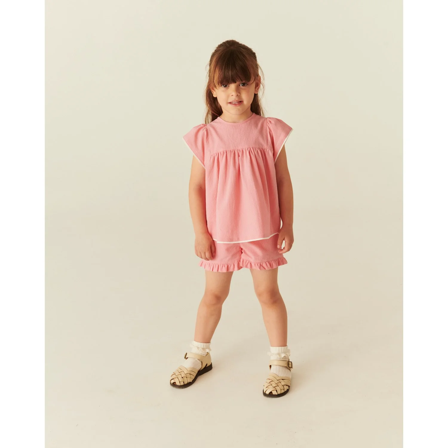 COPENHAGEN COLORS Pink Comb. Blouse W. Contrast Piping - Image 2