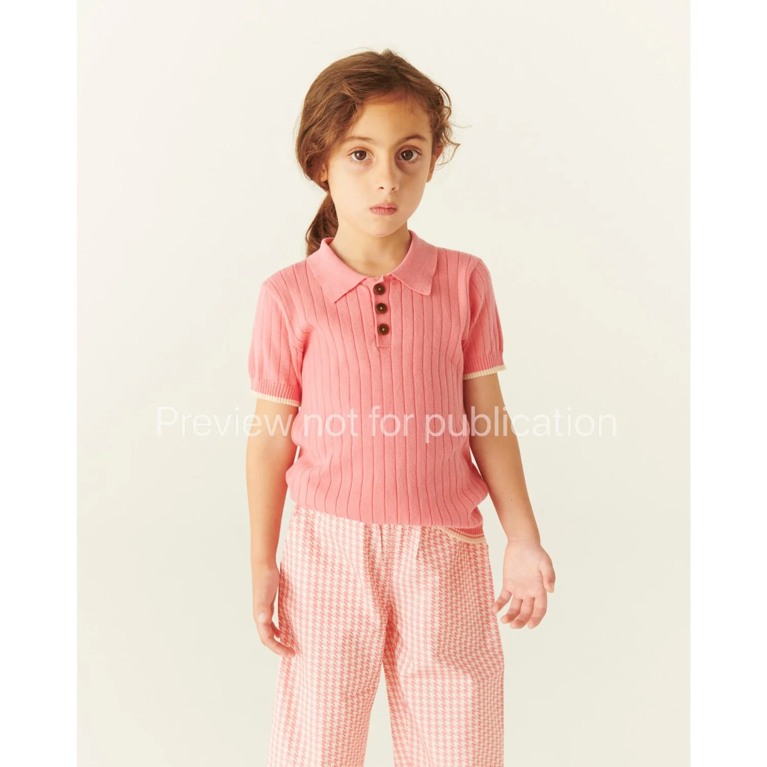 COPENHAGEN COLORS Pink Houndstooth Mini Houndstooth Pants - Image 2