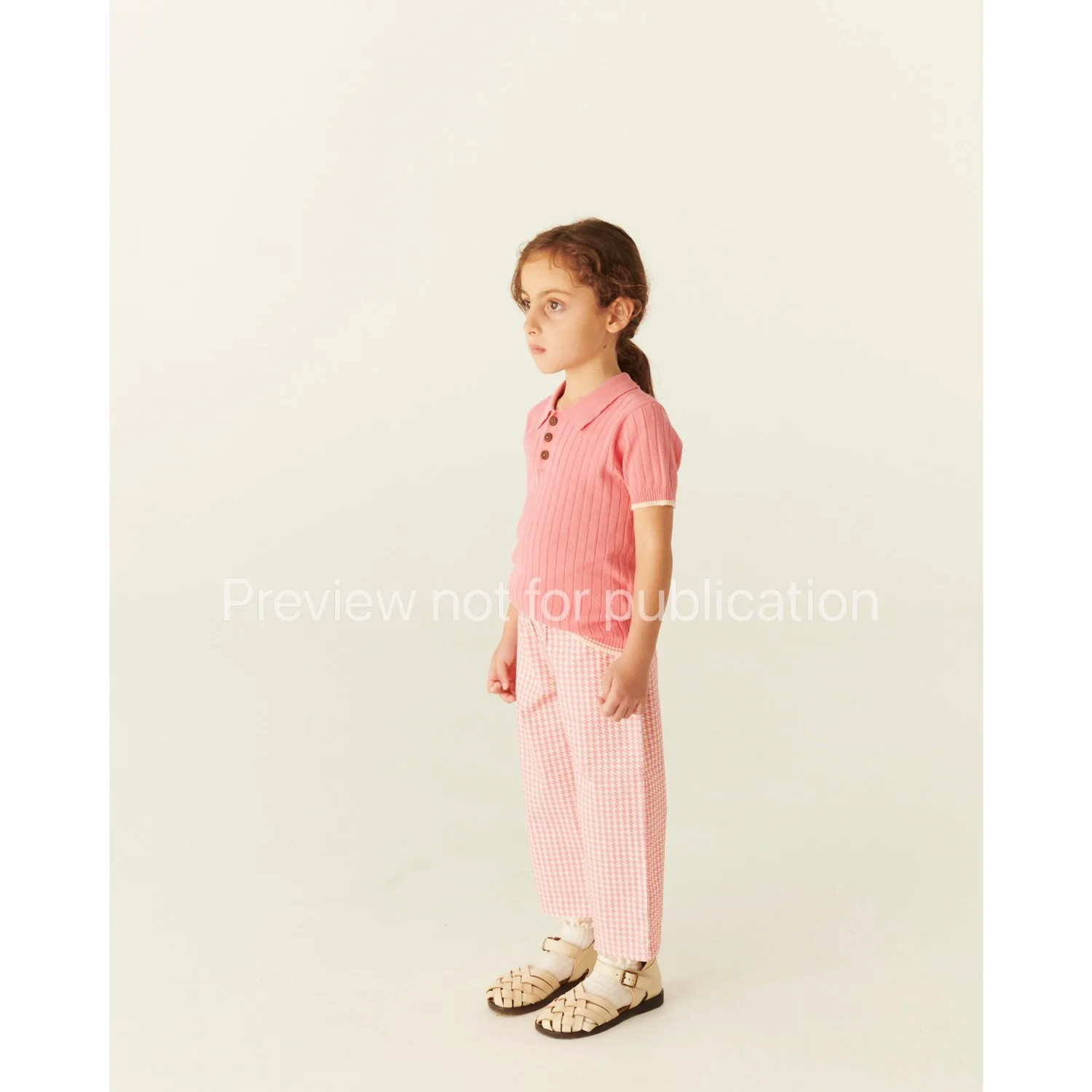 COPENHAGEN COLORS Pink Houndstooth Mini Houndstooth Pants - Image 3