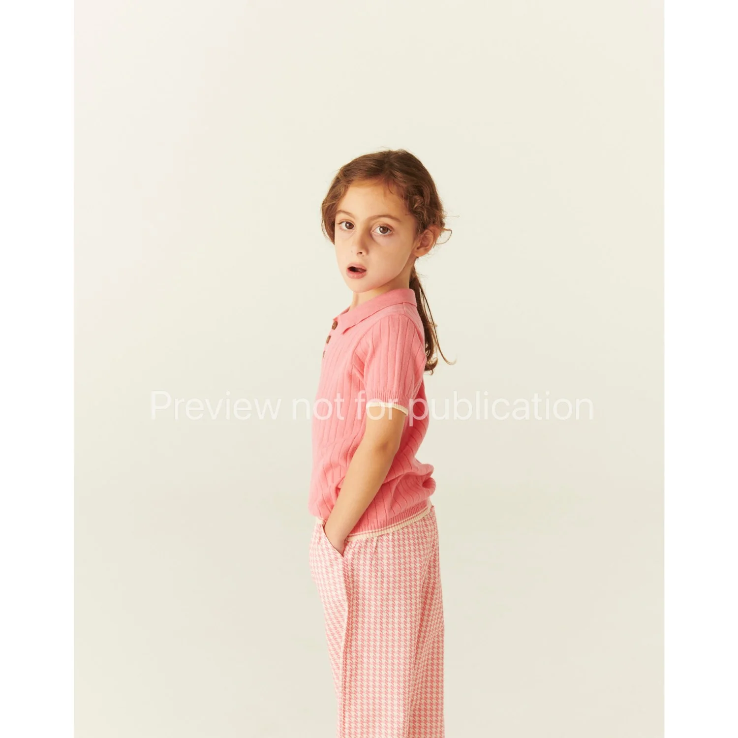 COPENHAGEN COLORS Pink Houndstooth Mini Houndstooth Pants - Image 4