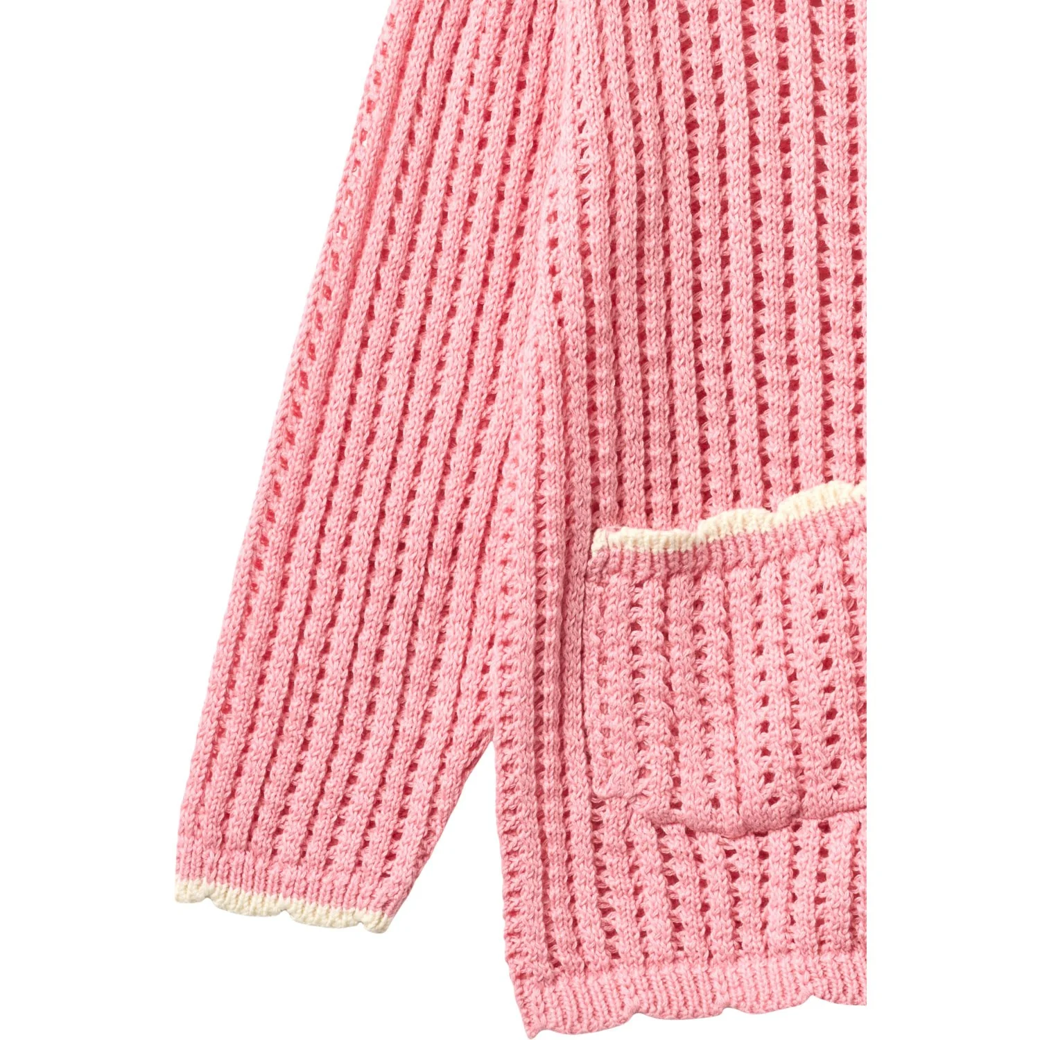 COPENHAGEN COLORS Pink W Cream Crochet Ls Cardigan - Image 2