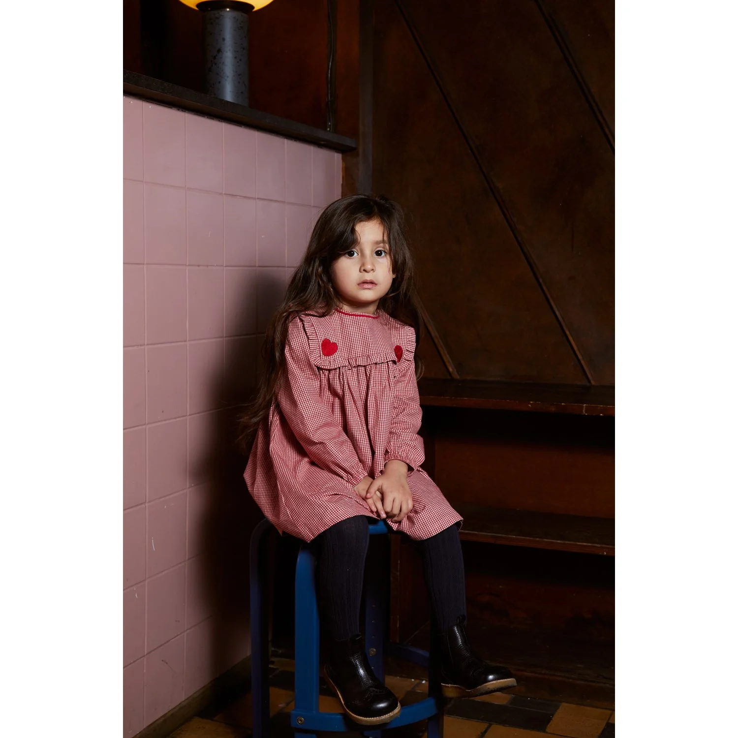 Copenhagen Colors x Luksusbaby Red Check Combi Check Dress W. Heart Emb - Image 3