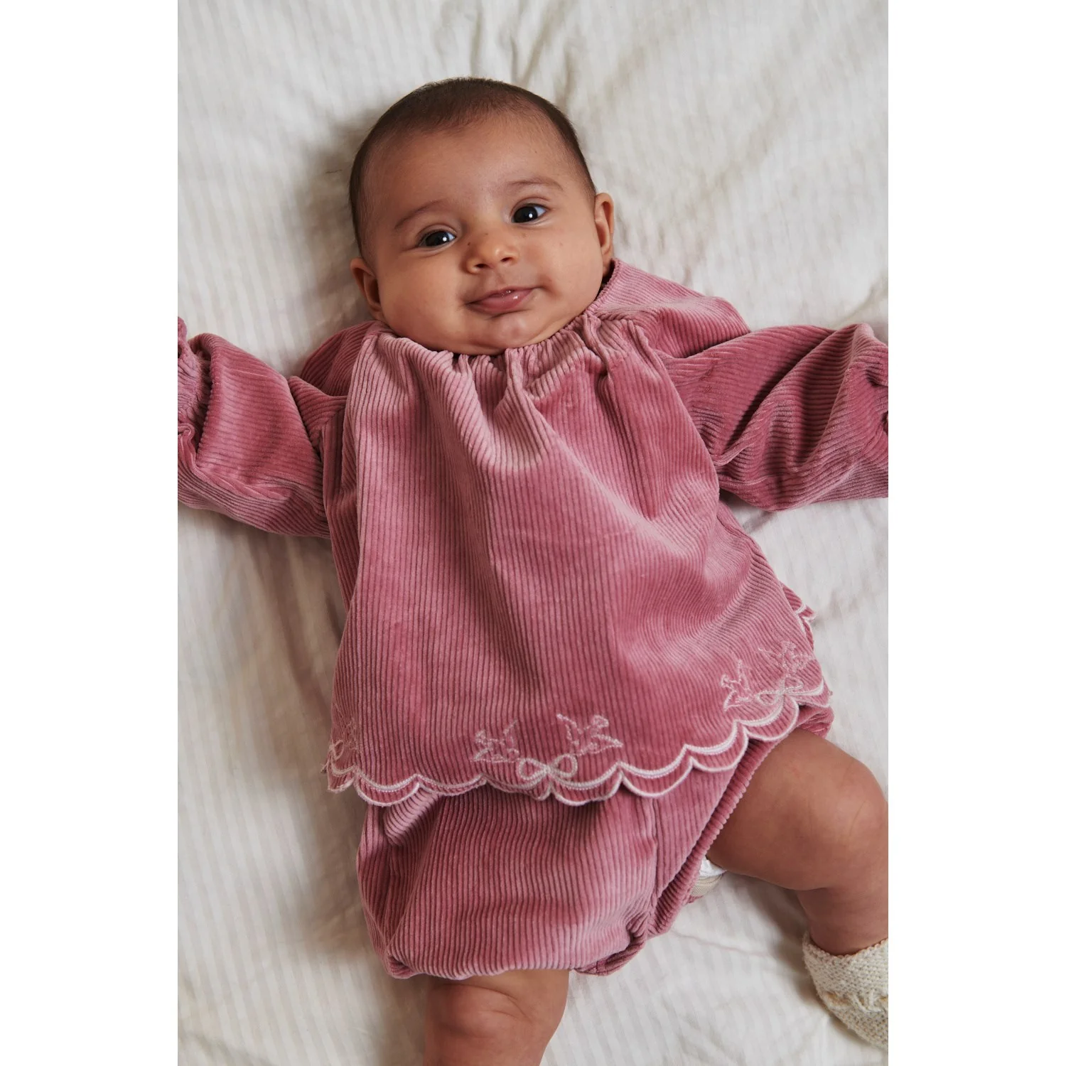 COPENHAGEN COLORS Rose Comb Corduroy Baby Set W. Emb. - Image 2