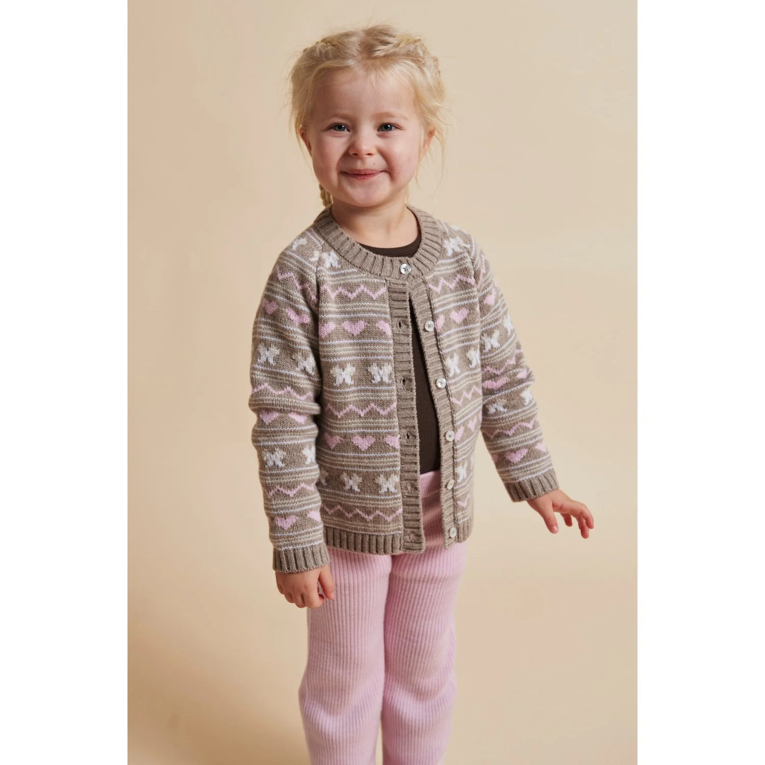 COPENHAGEN COLORS Sand Comb. Cashmere Pattern Cardigan - Image 2