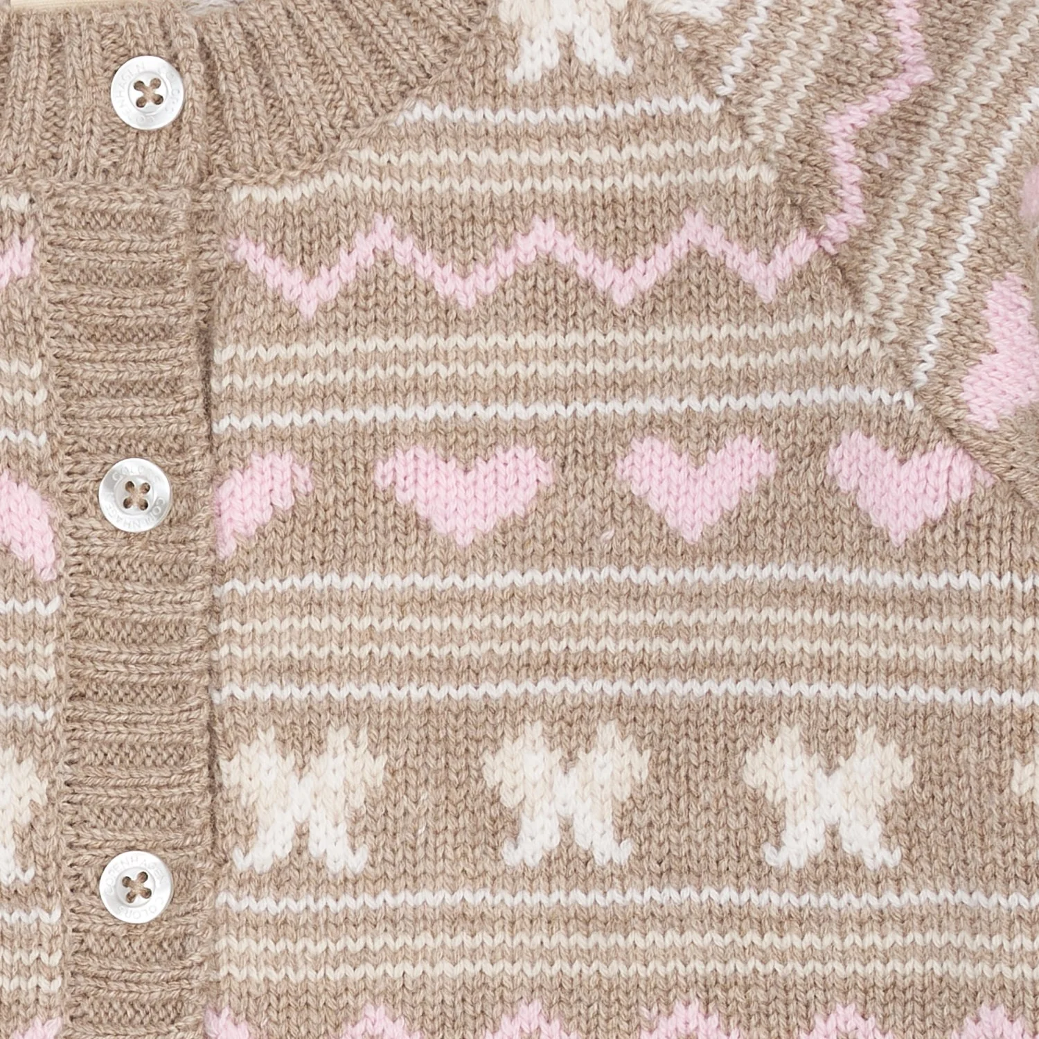 COPENHAGEN COLORS Sand Comb. Cashmere Pattern Cardigan - Image 3