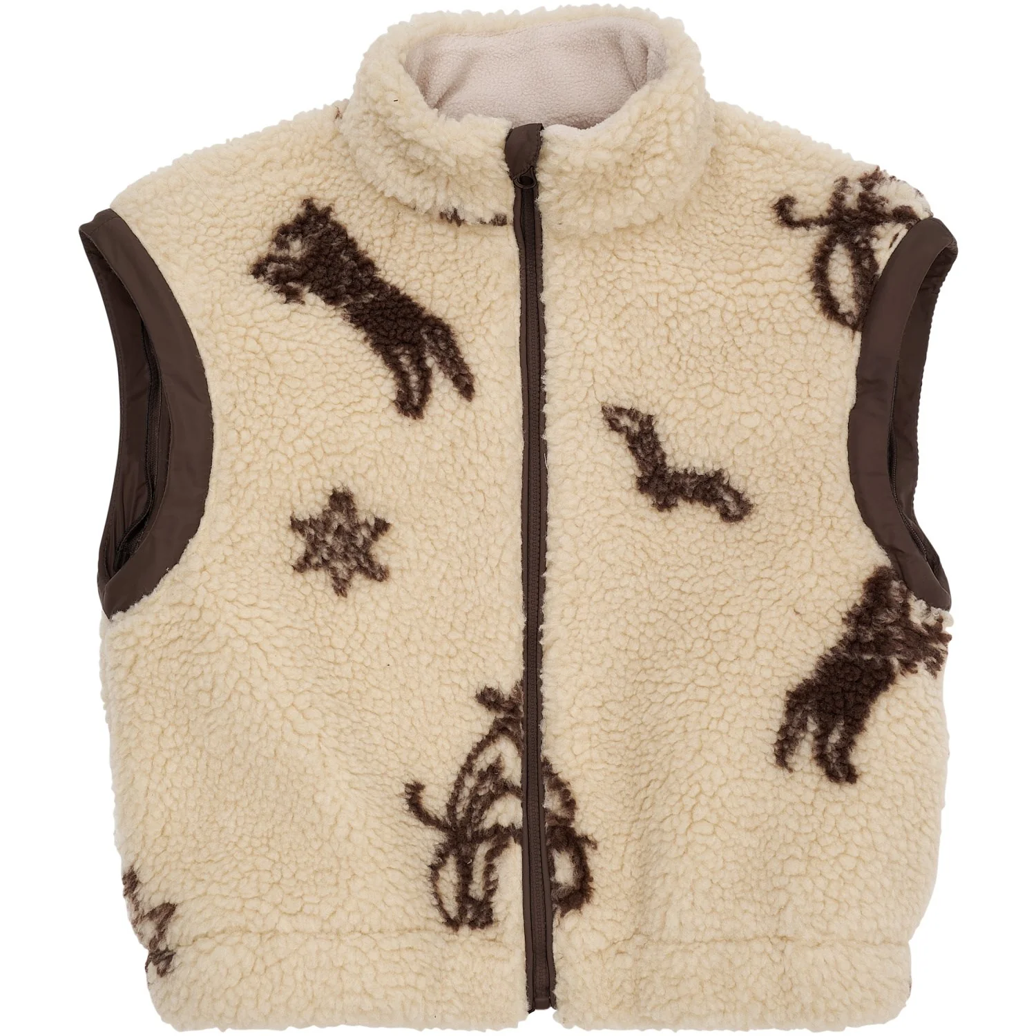 COPENHAGEN COLORS Sand/Cowboy Comb. Printed Teddy Jacket W. Removable Sleeves - Image 4