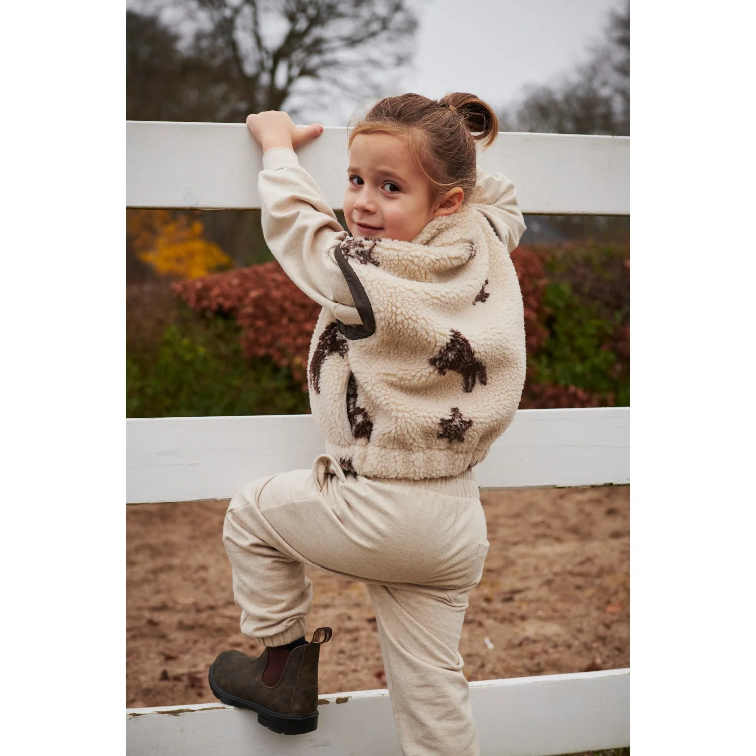 COPENHAGEN COLORS Sand/Cowboy Comb. Printed Teddy Jacket W. Removable Sleeves - Image 8