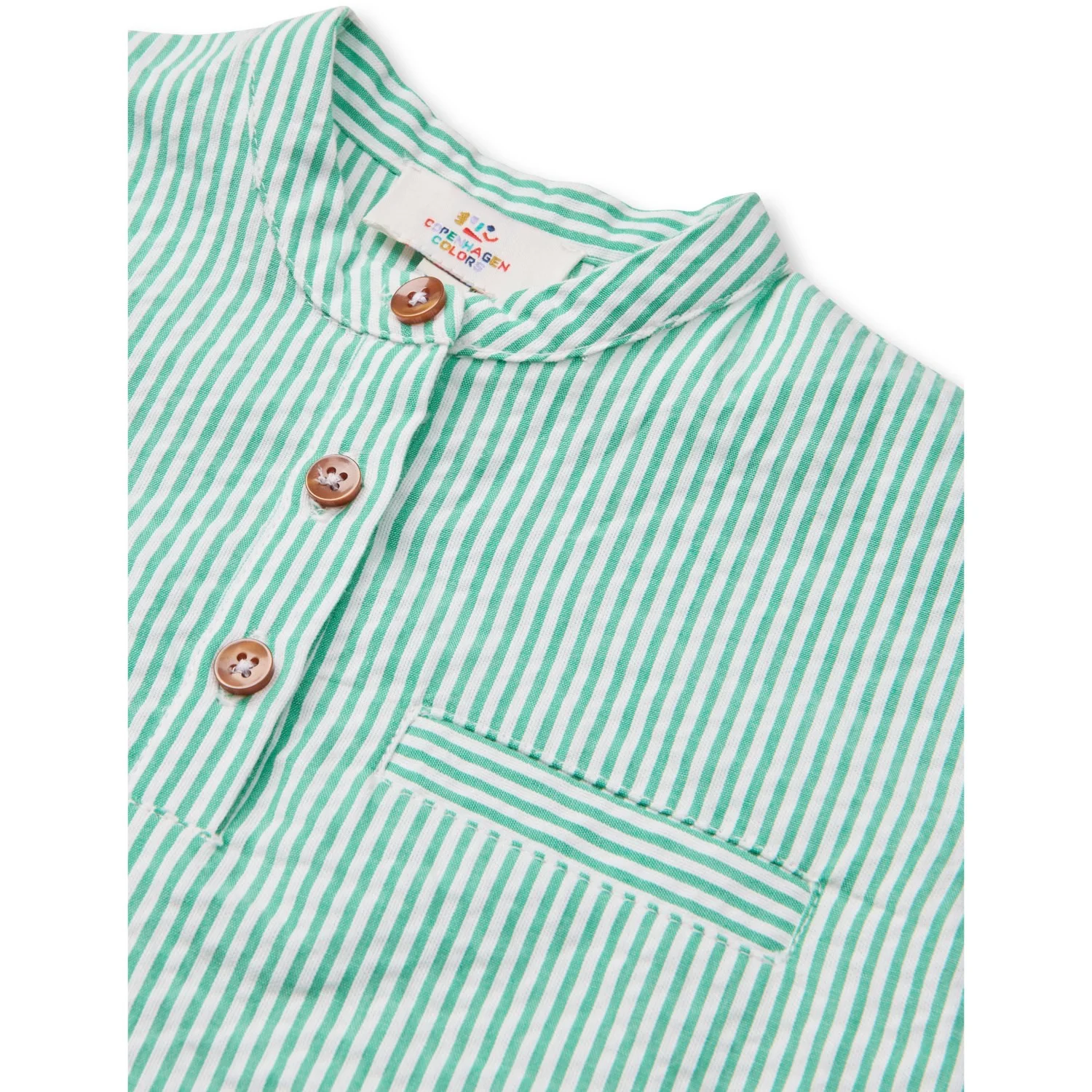COPENHAGEN COLORS Sharp Green W Cream Stripe Seersucker Baby Set - Image 4