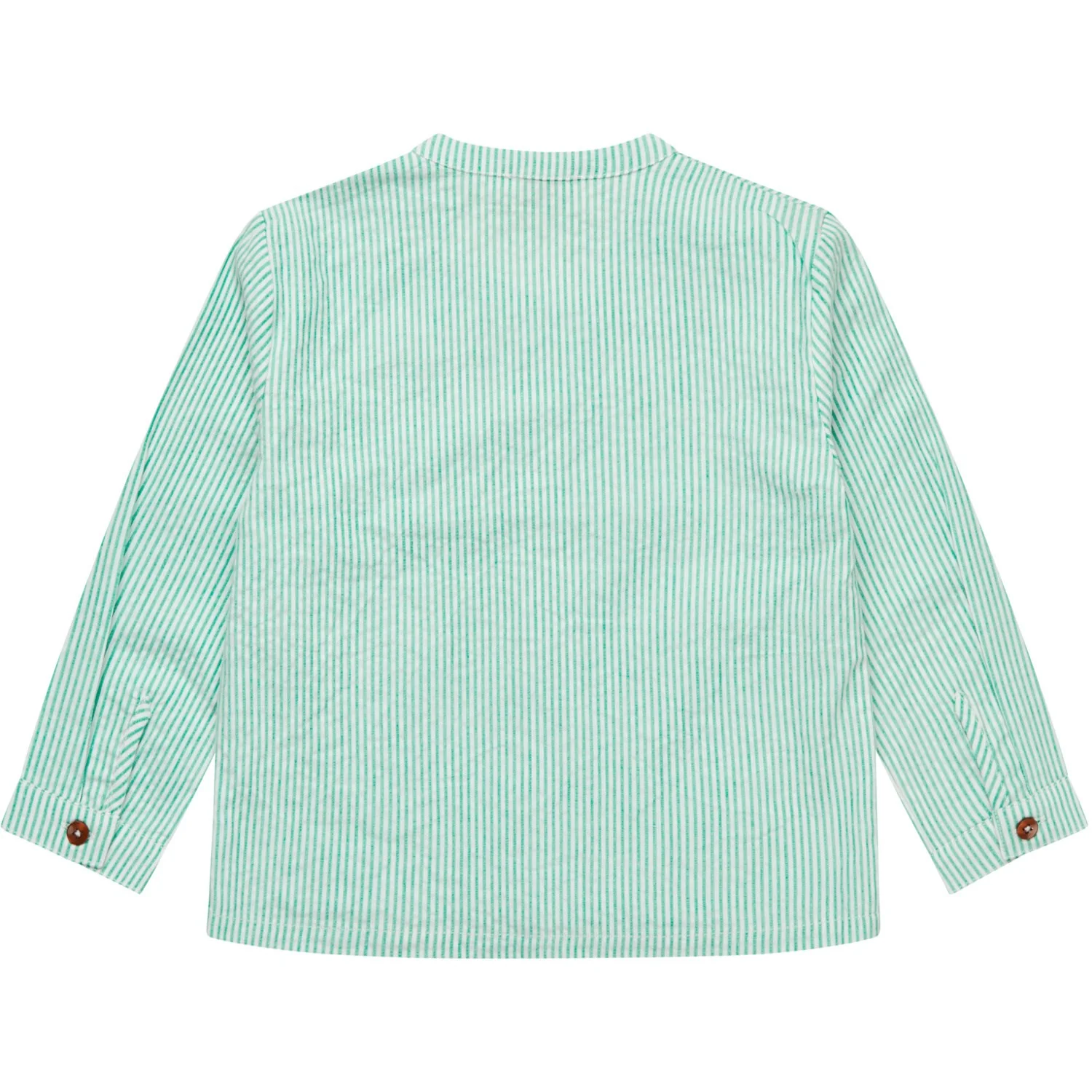 COPENHAGEN COLORS Sharp Green W Cream Stripe Seersucker Shirt W. Placket - Image 3