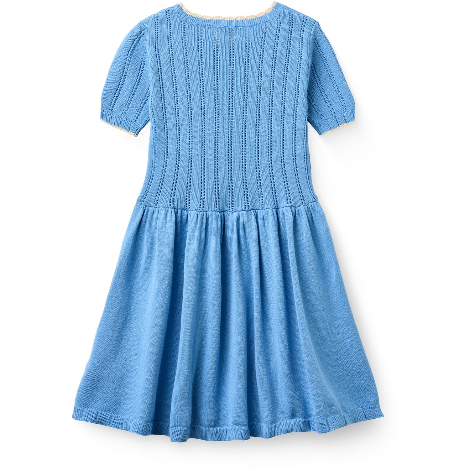 COPENHAGEN COLORS Sky Blue Comb Knitted Pointelle Dress - Image 7