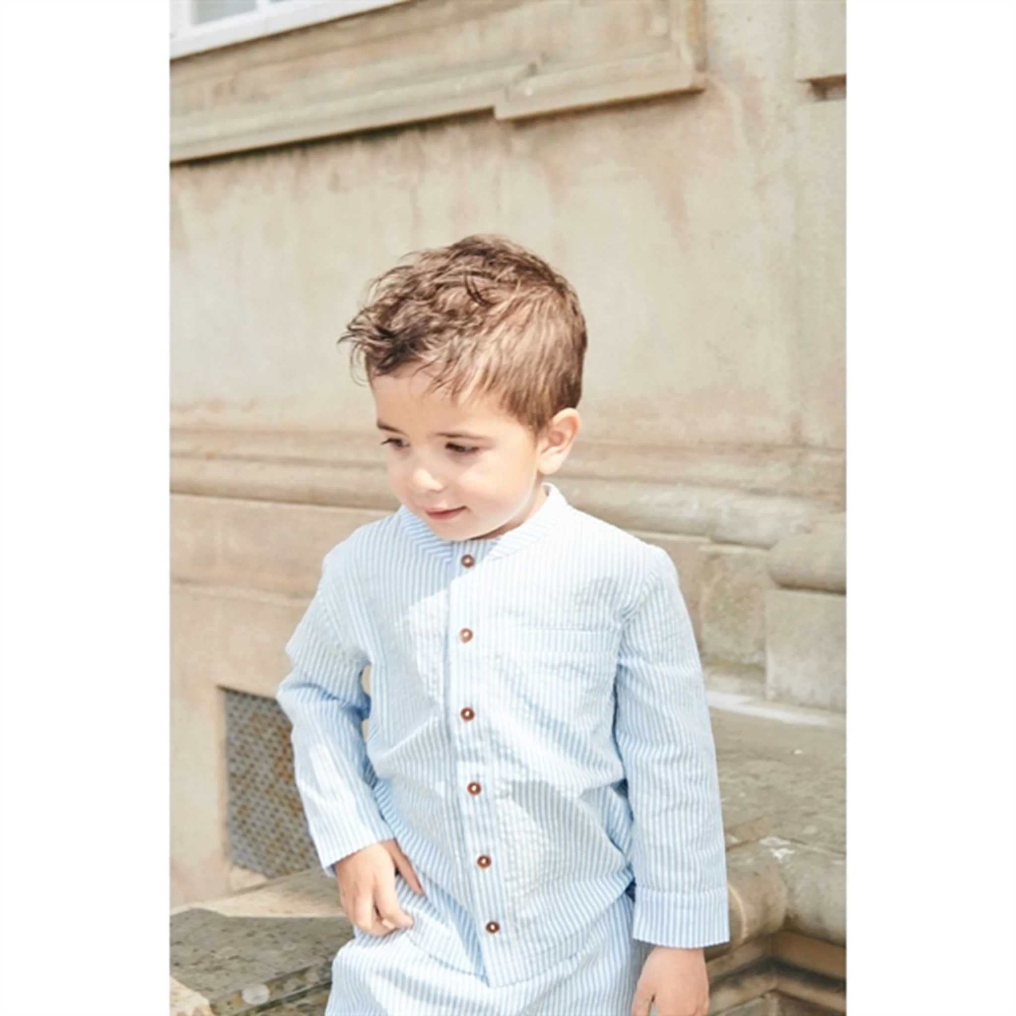 Copenhagen Colors Sky Blue W Cream Stripe Seersucker Shirt - Image 3