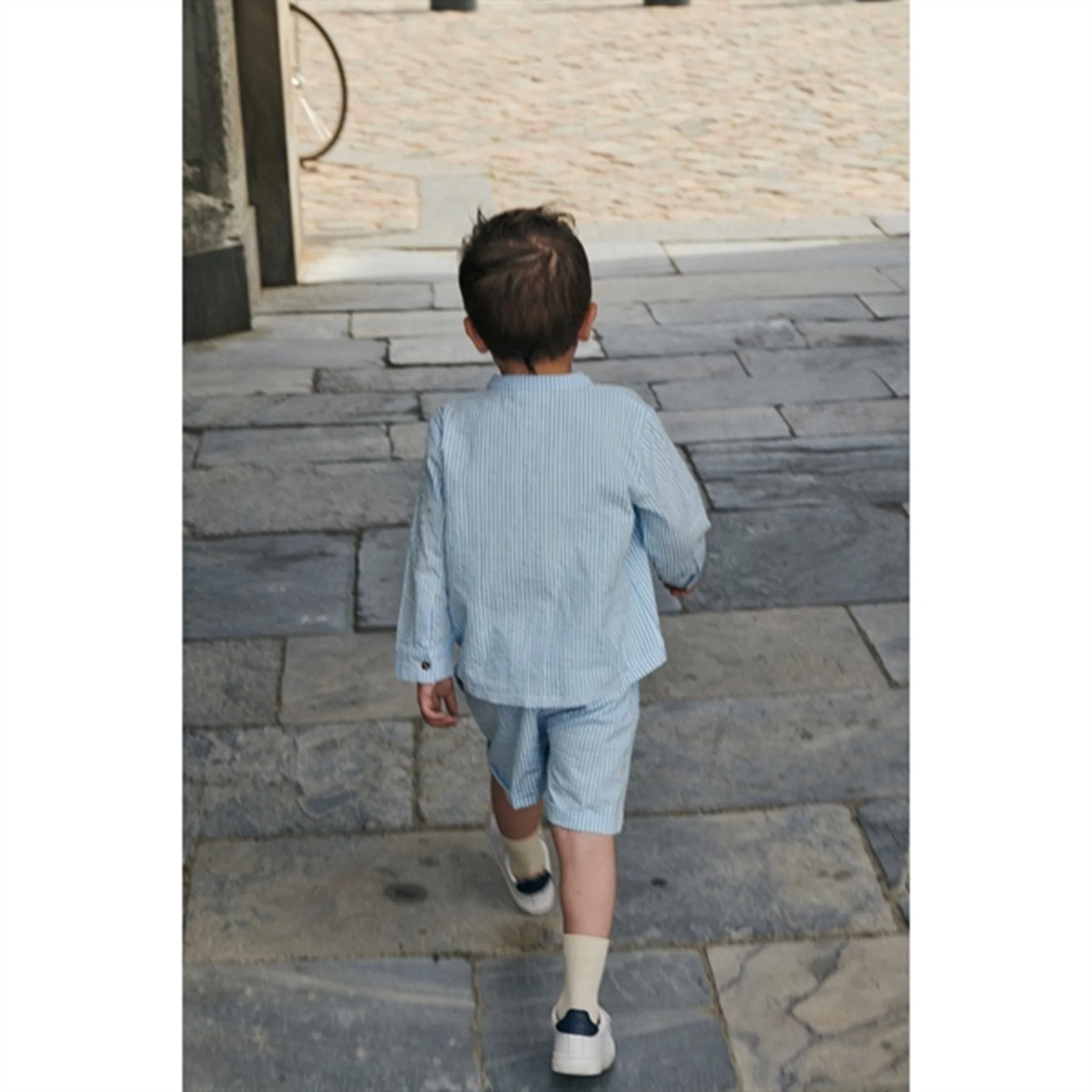 Copenhagen Colors Sky Blue W Cream Stripe Seersucker Shirt - Image 4