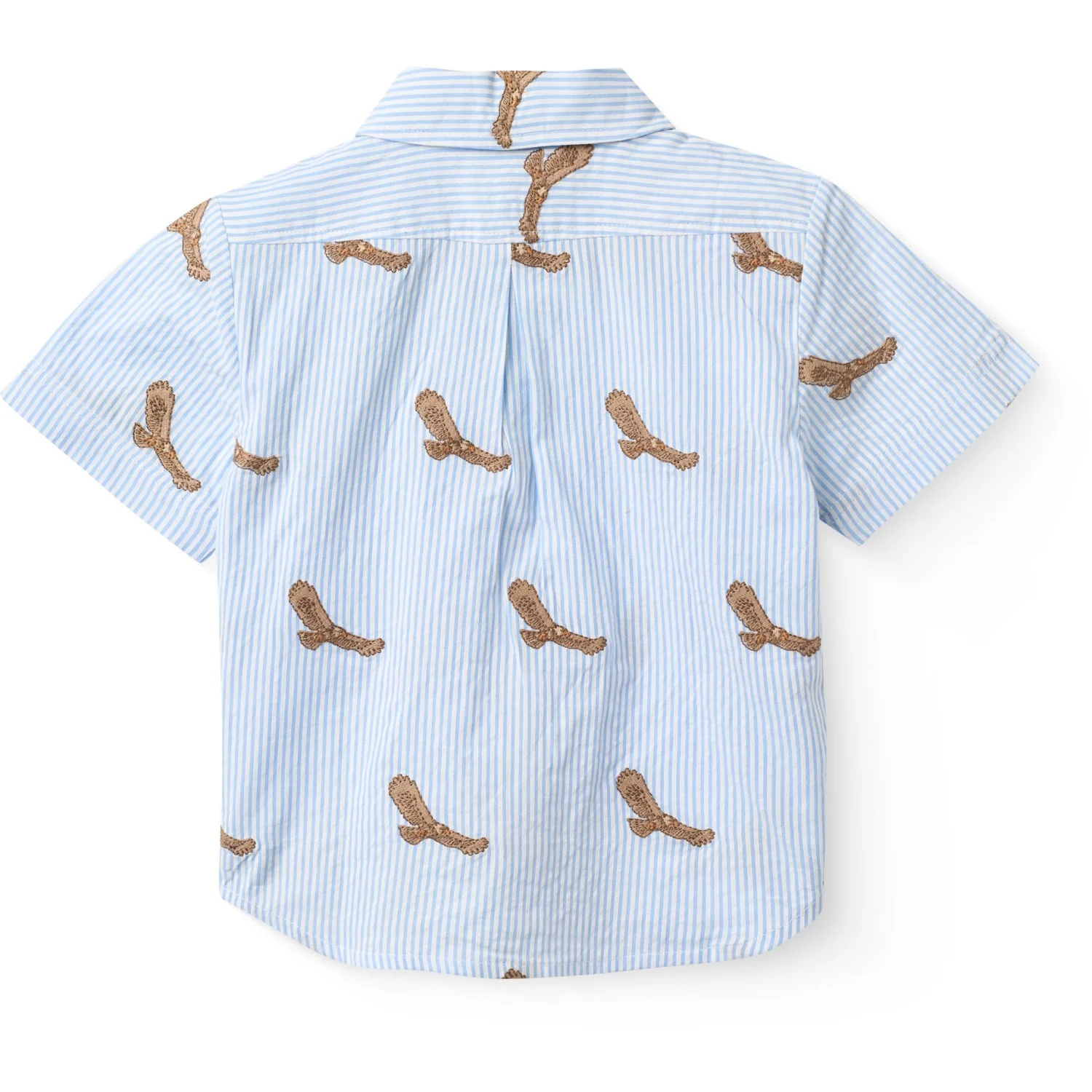 COPENHAGEN COLORS Sky Blue W Cream Stripe Seersucker Shirt W. Emb - Image 2