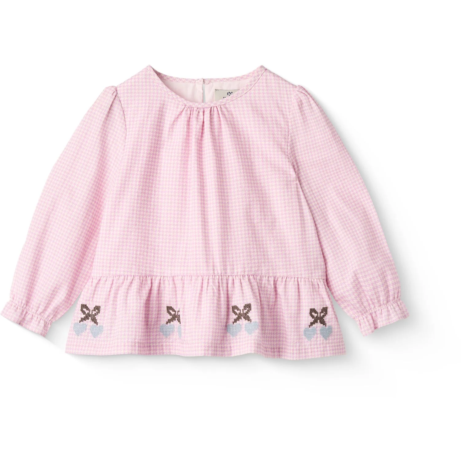 COPENHAGEN COLORS Syringa Comb. Houndstooth Blouse W. Embroidery - Image 5