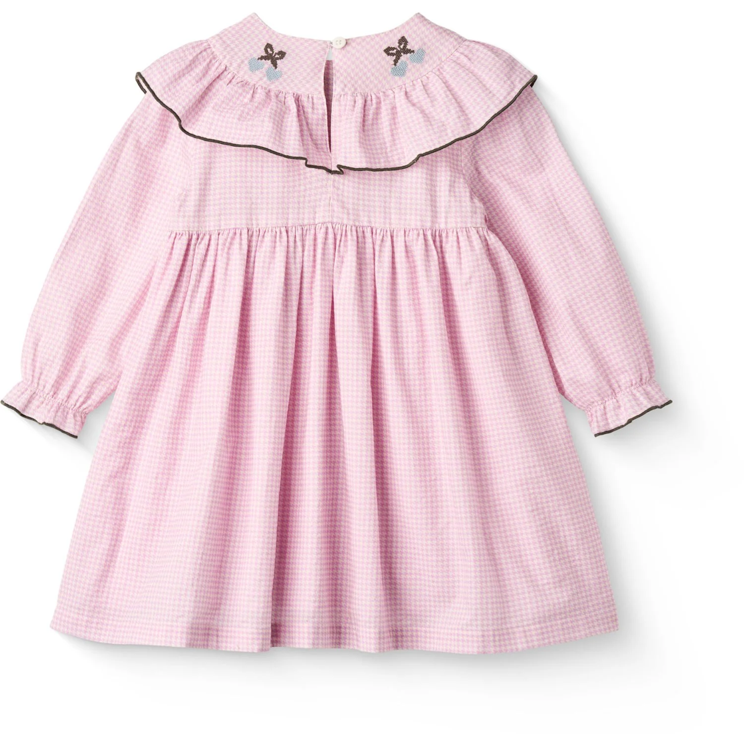 COPENHAGEN COLORS Syringa Comb. Houndstooth Frill Dress W. Embroidery - Image 9