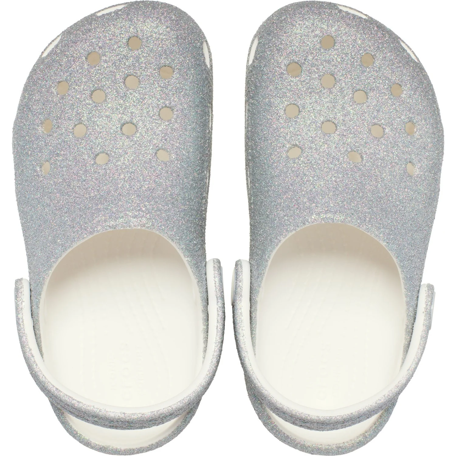 Crocs White Classic Iridescent Glitter Gloc - Image 6
