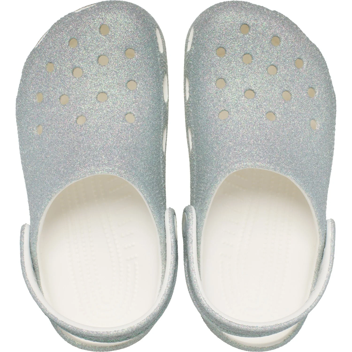 Crocs White Classic Iridescent Glitter Gloc - Image 6