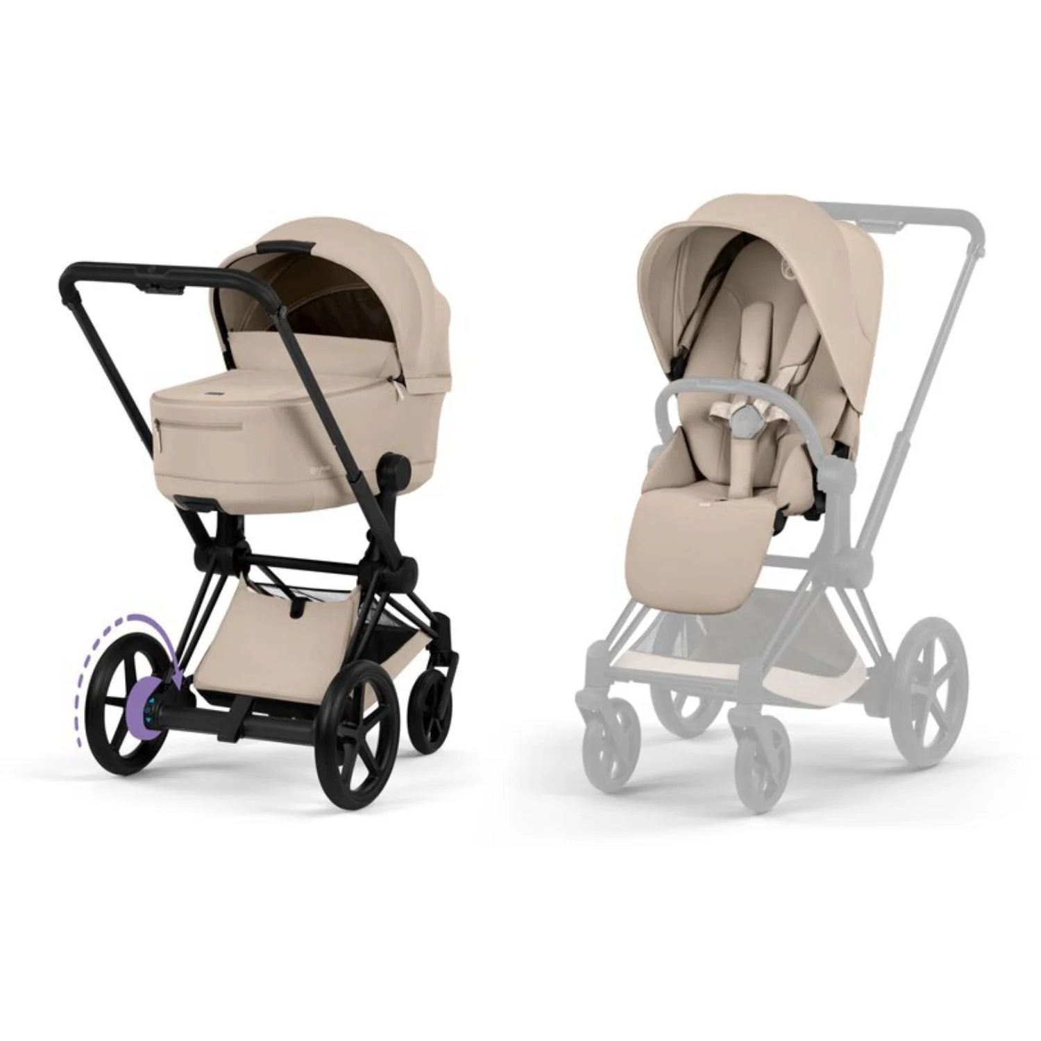 Cybex Cozy Beige/Beige Epriam Comfort Matt Black Including Foldable Cot
