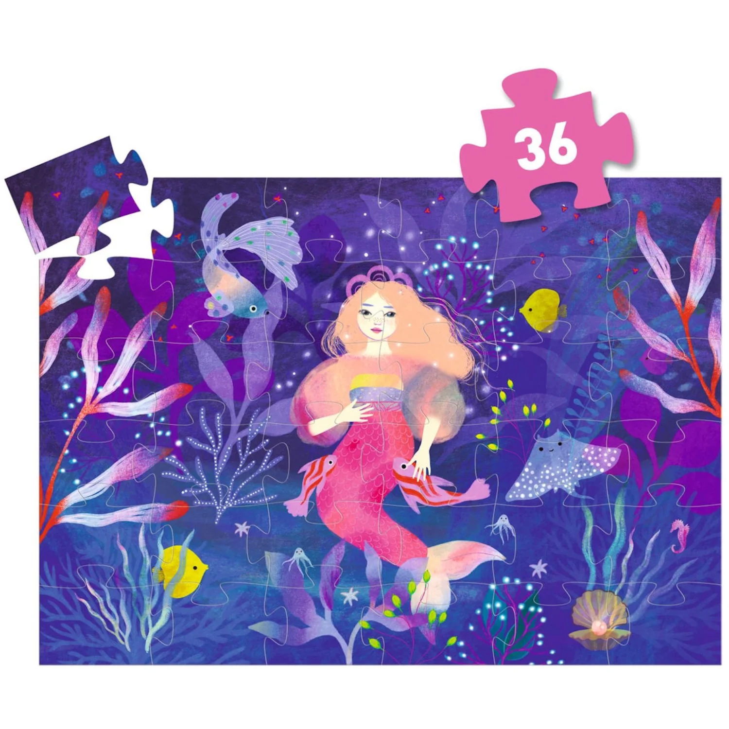 Djeco Silhouette Jigsaw Puzzle, Ella the Mermaid - 36 pieces - Image 2