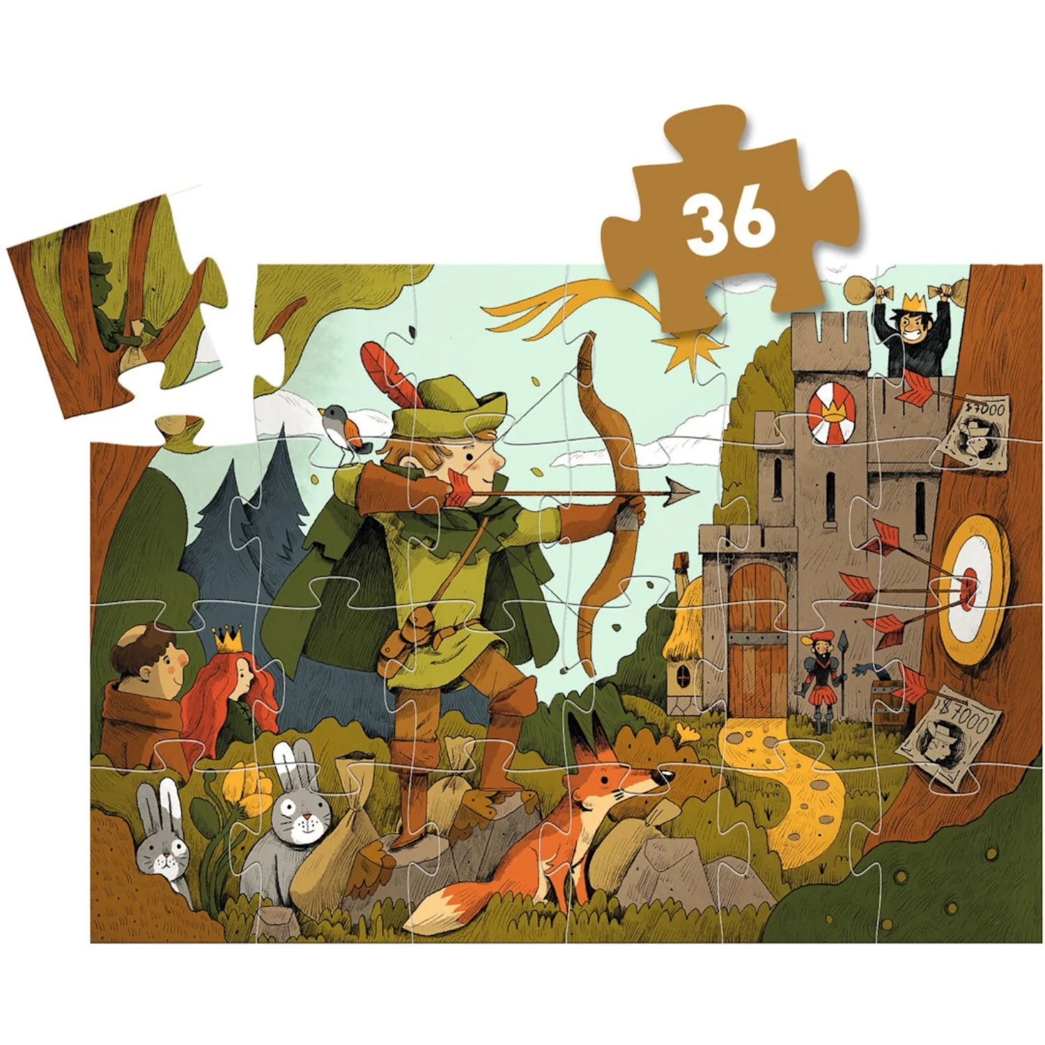 Djeco Silhouette Jigsaw Puzzle, Robin Hood - 36 Pieces - Image 2