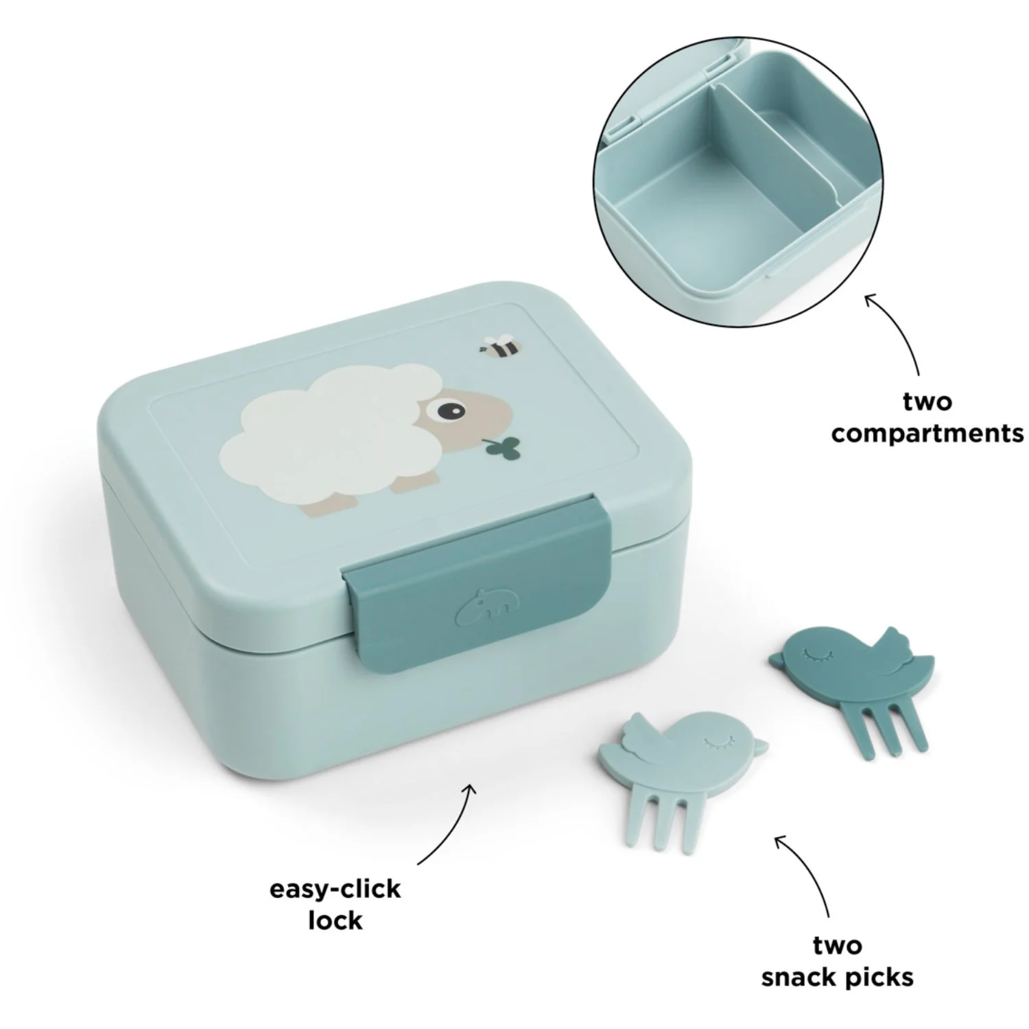 DonebyDeer Blue Tiny Farm Tiny Lunch Box With Snack Picks - Image 11