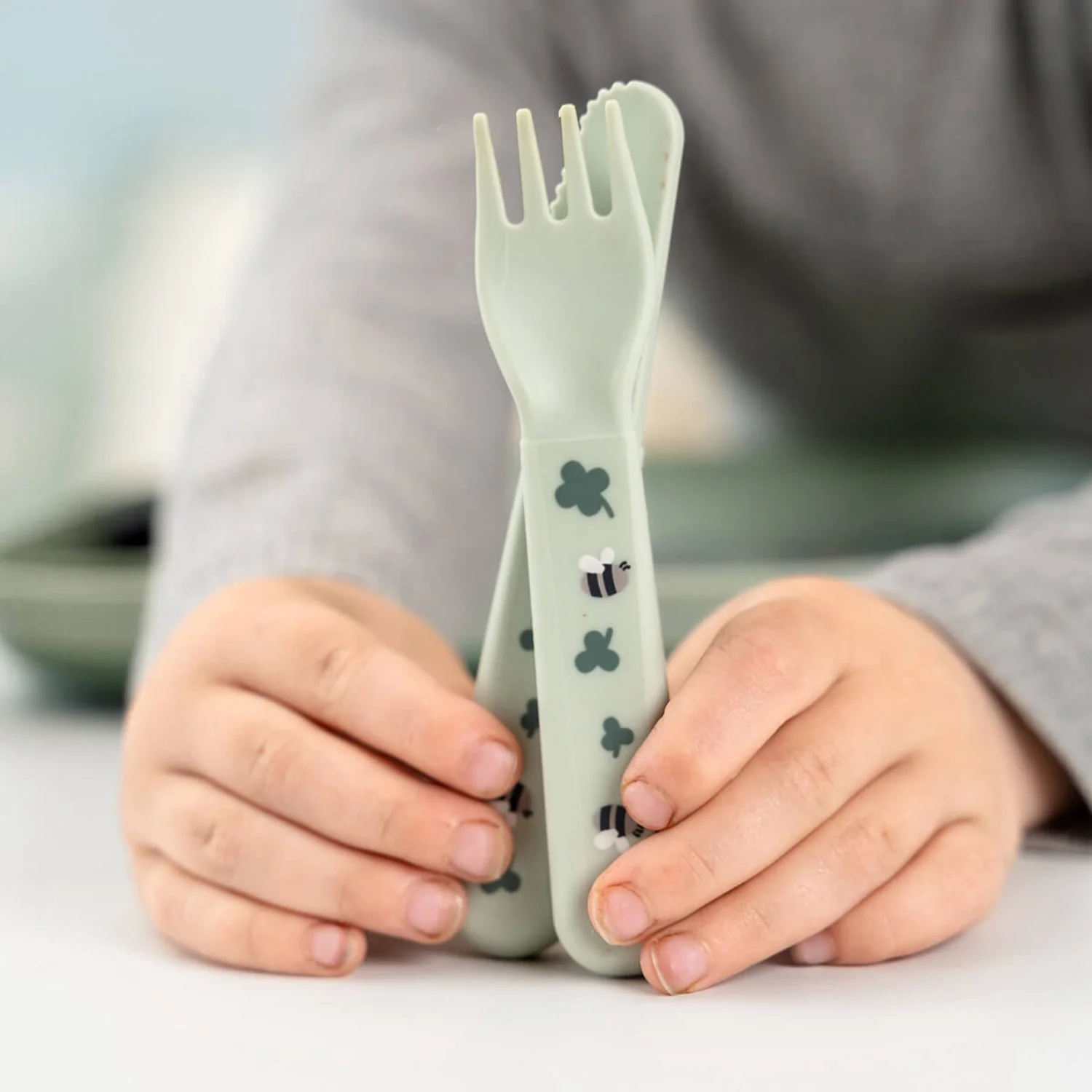DonebyDeer Green Foodie Dinner Set With Suction Tiny Farm - Image 3