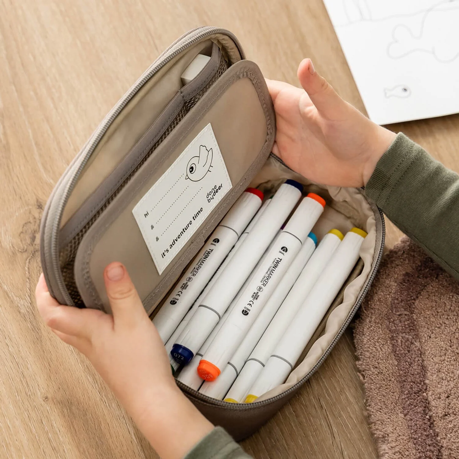 DonebyDeer Green Tiny Trails Pencil Case - Image 4