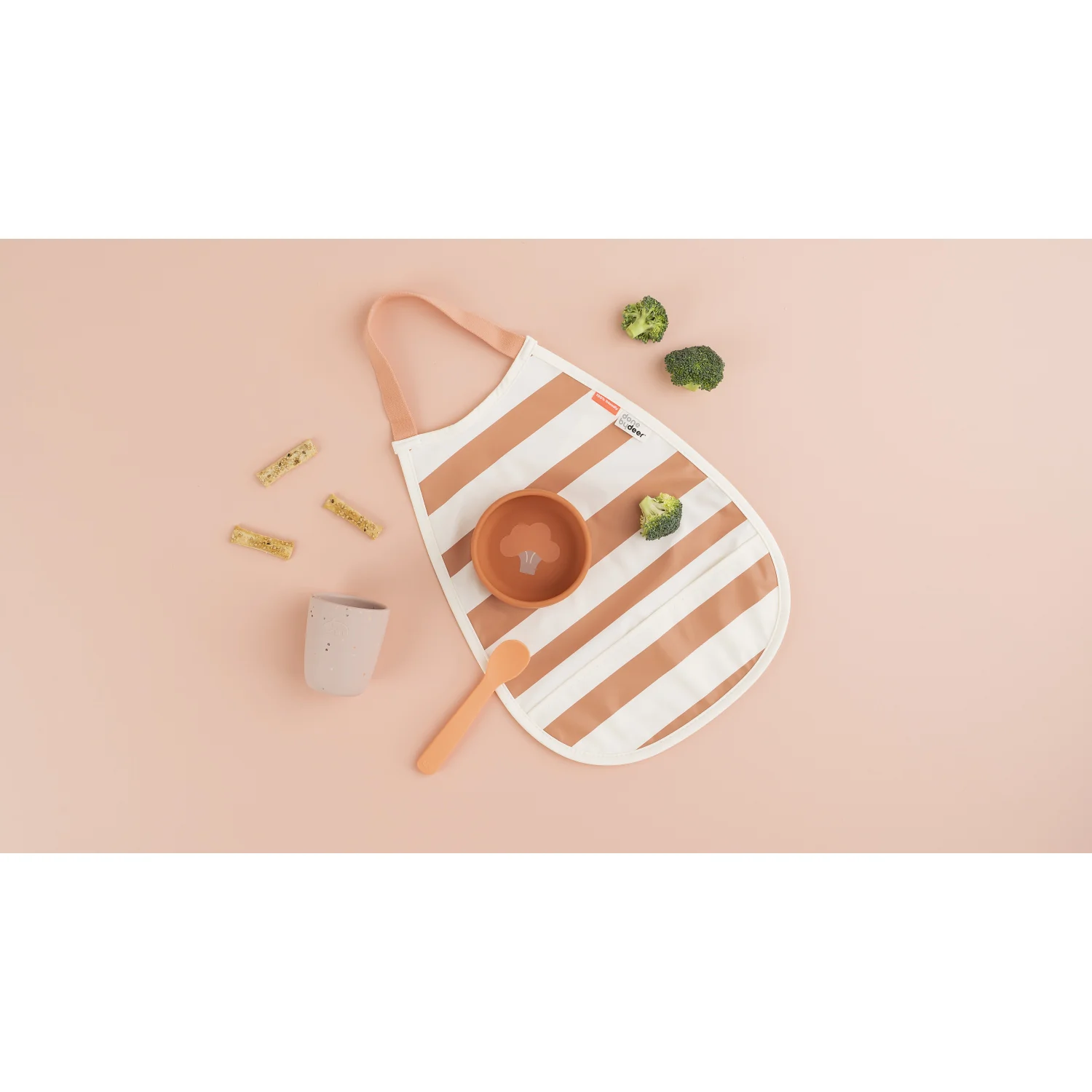 DonebyDeer Papaya/Powder Pull-Over Bib 2-Pack Stripes - Image 2