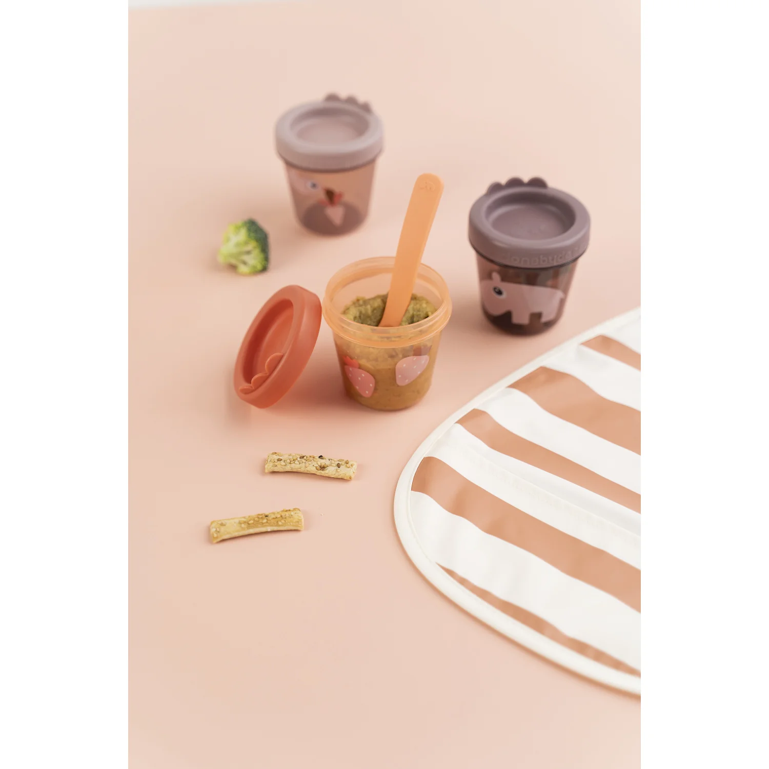 DonebyDeer Papaya/Powder Pull-Over Bib 2-Pack Stripes - Image 3